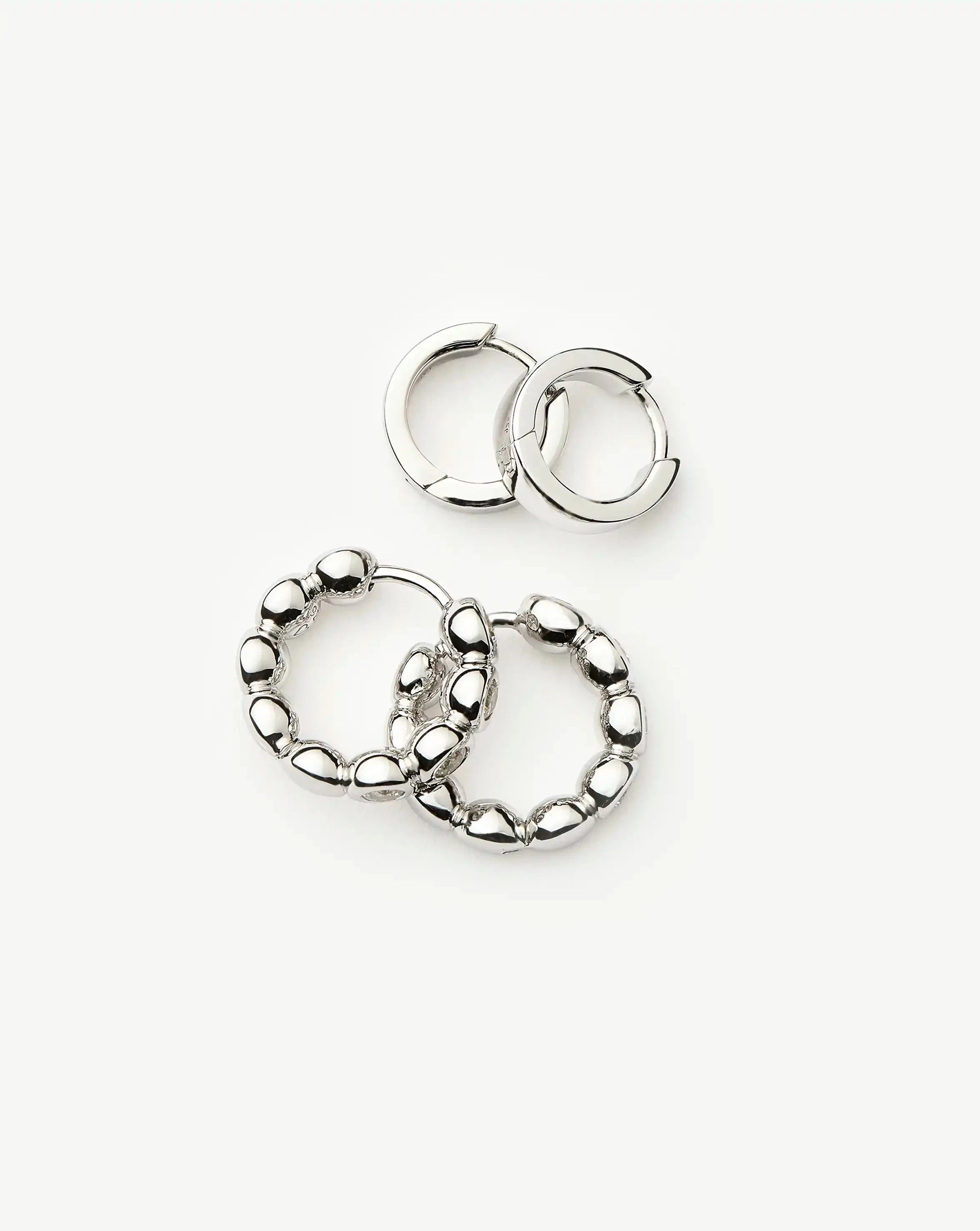 Sterling Silver Tennis & Chubby Hoop Earrings Set for Women - Elegant Everyday Jewelry for Work, Party & Date Night