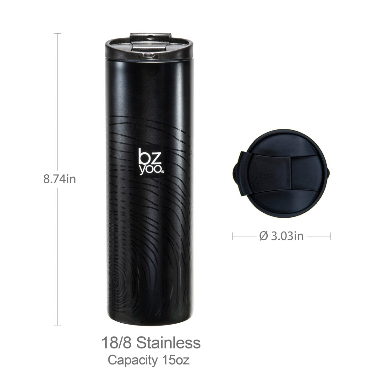 Premium Stainless Steel Vacuum Insulated Tumbler - 20oz Double Wall Thermal Coffee Mug, Leak Proof Travel Cup for Hot & Cold Drinks - Perfect for Office, Gym, Hiking & Outdoor Activities - Organica Black