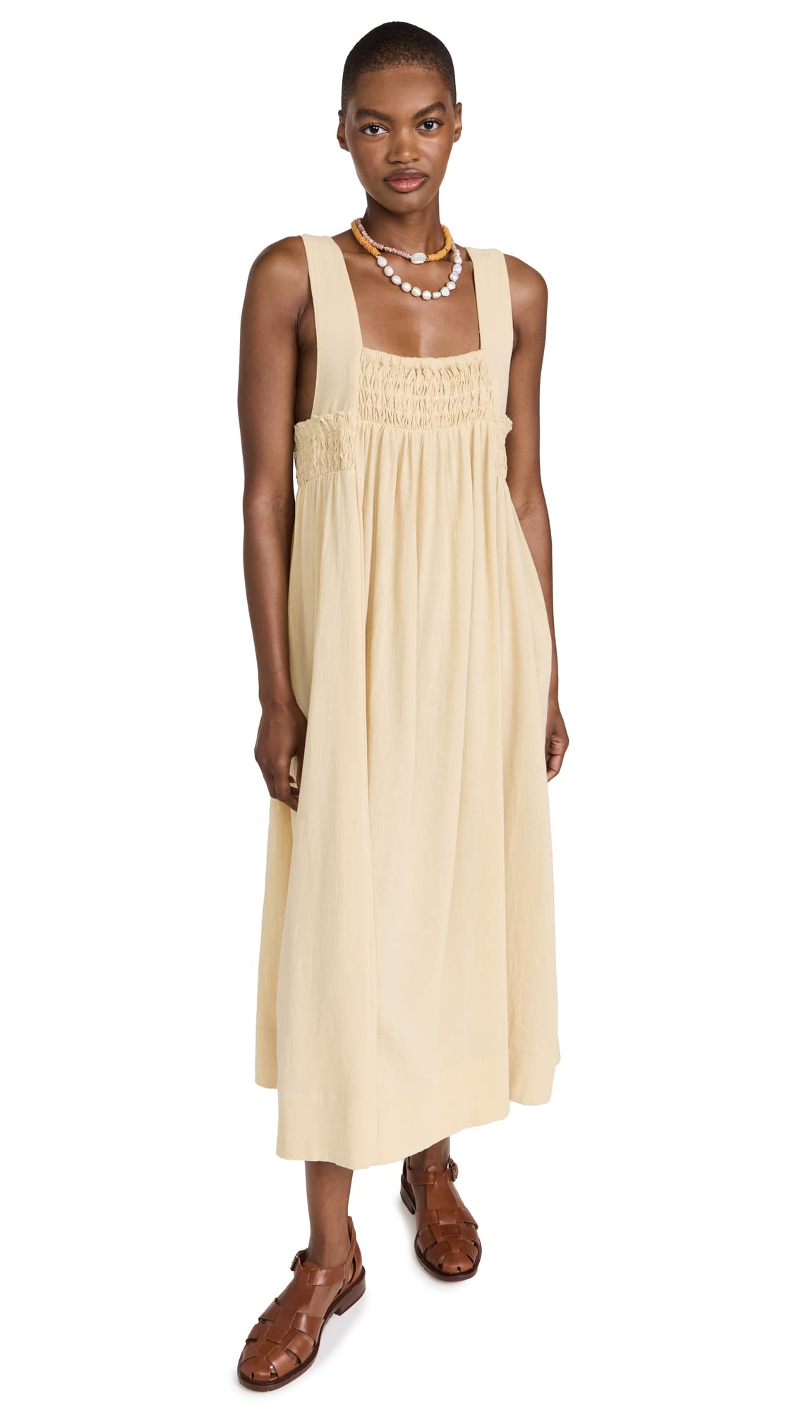 Free People Women's Delphine Midi Dress - Flowy Boho Chic Summer Dress with V-Neck & Ruffle Sleeves | Perfect for Beach Vacations, Music Festivals & Date Nights