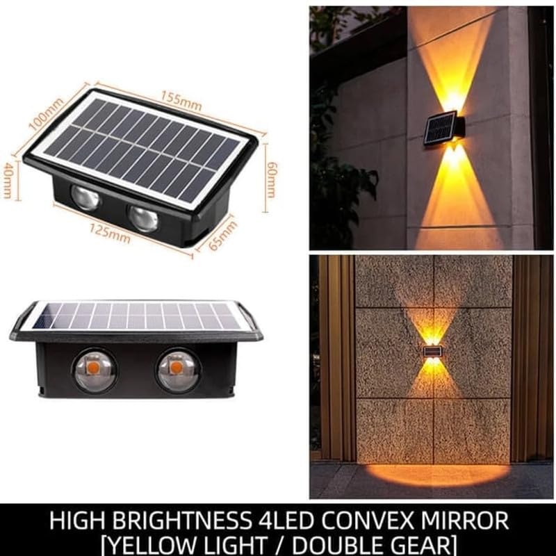 Emrefashion Solar Wall Lights - Outdoor Solar Powered LED Step Lights for Deck, Fence & Garden (4 LED*2, Multi-Color) - Perfect for Patio, Pathway & Landscape Lighting