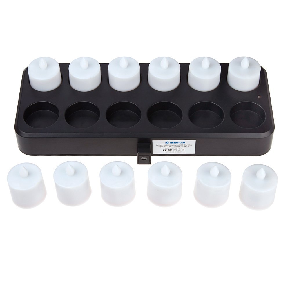 12 Pack Rechargeable LED Flameless Candles with Remote & Timer - Wireless Inductive Tea Lights, Warm White for Home Decor, Weddings, Parties & Relaxation