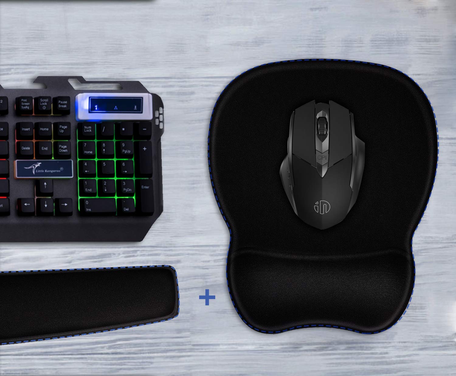 Ergonomic Mouse Pad with Gel Wrist Rest Support - Non-Slip PU Base Gaming Mouse Pad Set for Computer, Laptop, Home & Office Use - Perfect for Work, Gaming and Travel (Black)