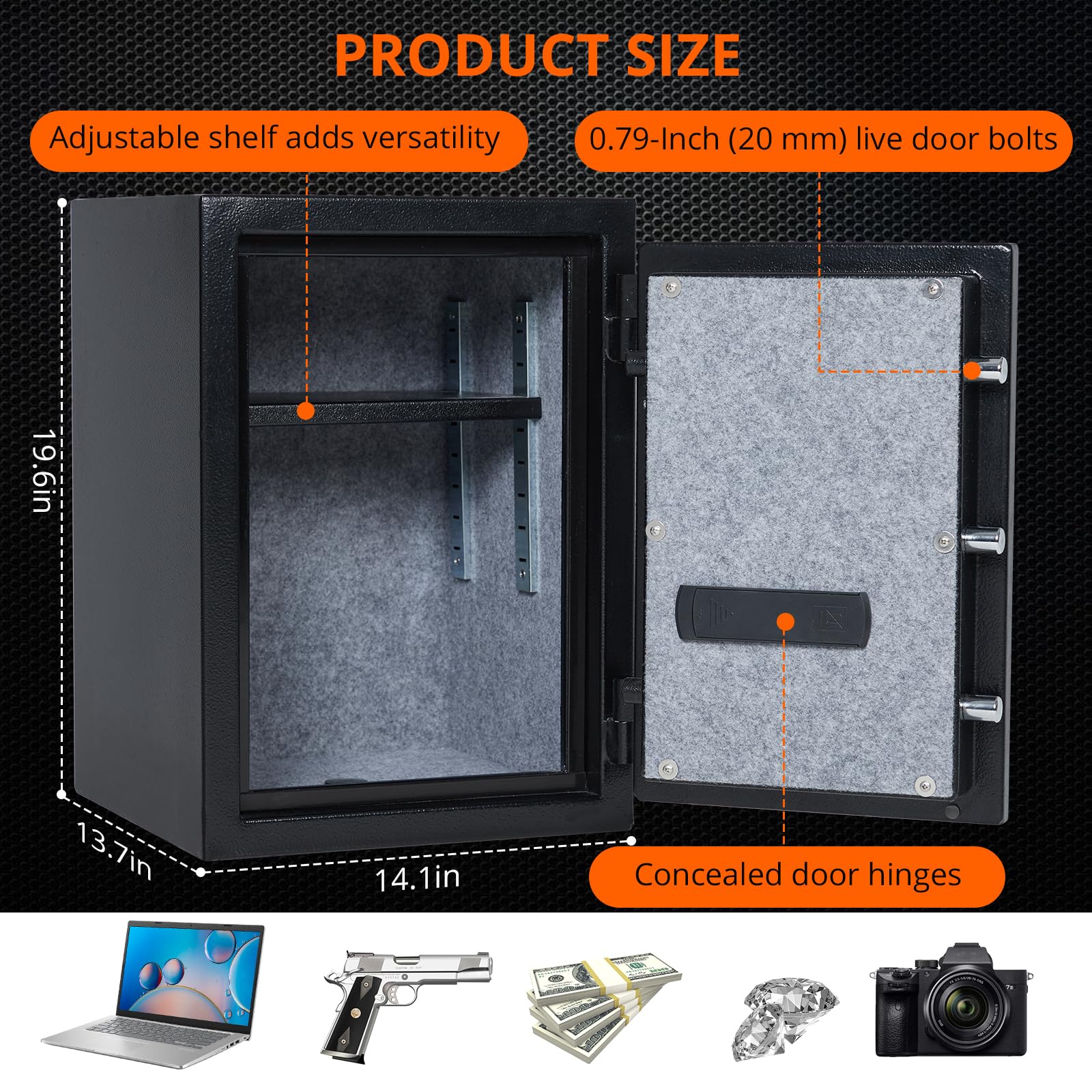GARVEE 2 Cubic Feet Steel Digital Safe with Electronic Keypad - Secure Cash, Jewelry & Valuables for Home, Office & Business Use