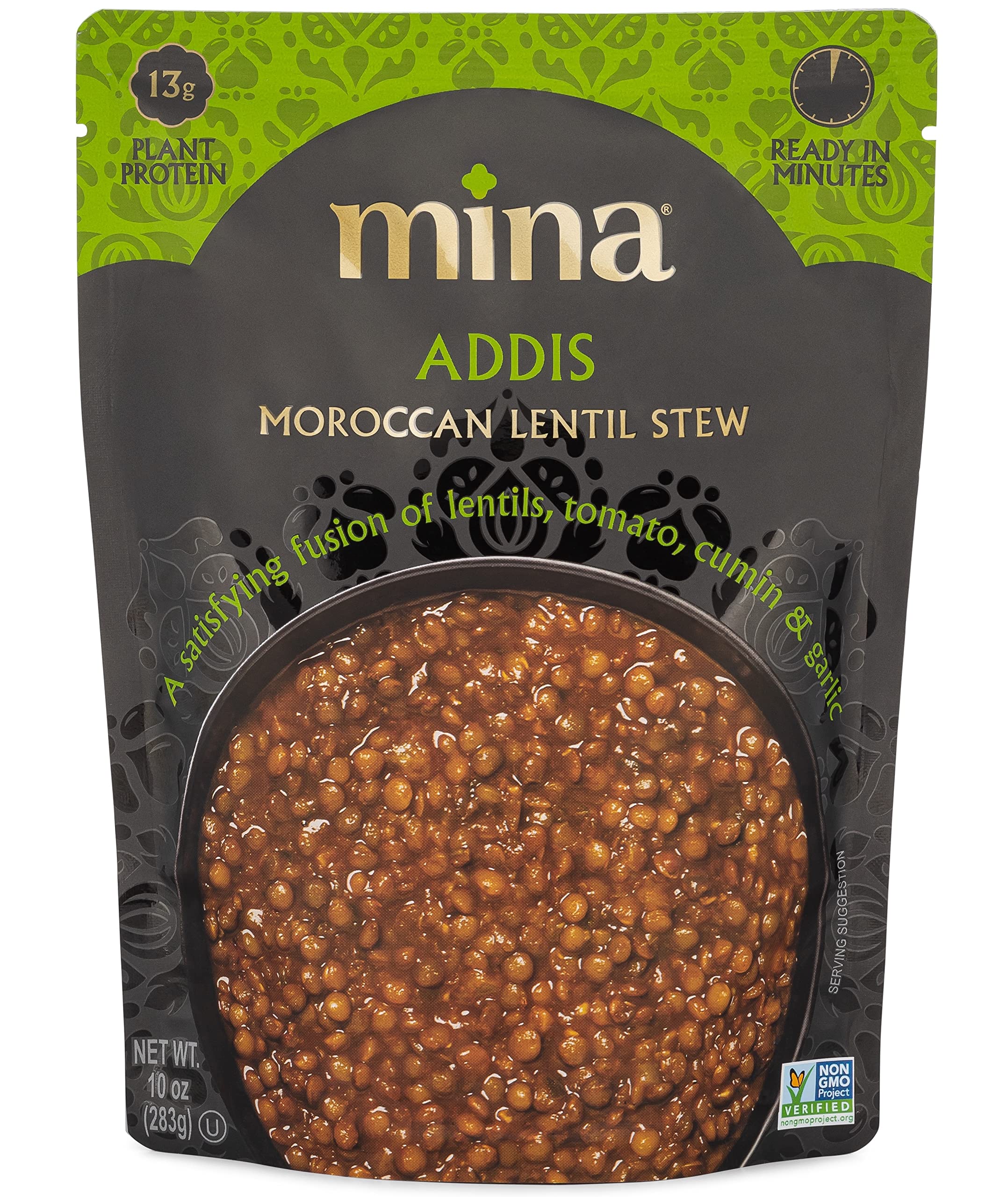 Organic Moroccan Lentils Ready to Eat - High Protein Vegan Meal, Non-GMO, Gluten Free & Kosher Certified - Quick Microwaveable Packaged Meals (10oz, 6-Pack) - Perfect for Healthy Lunches, Camping & Emergency Food Supply