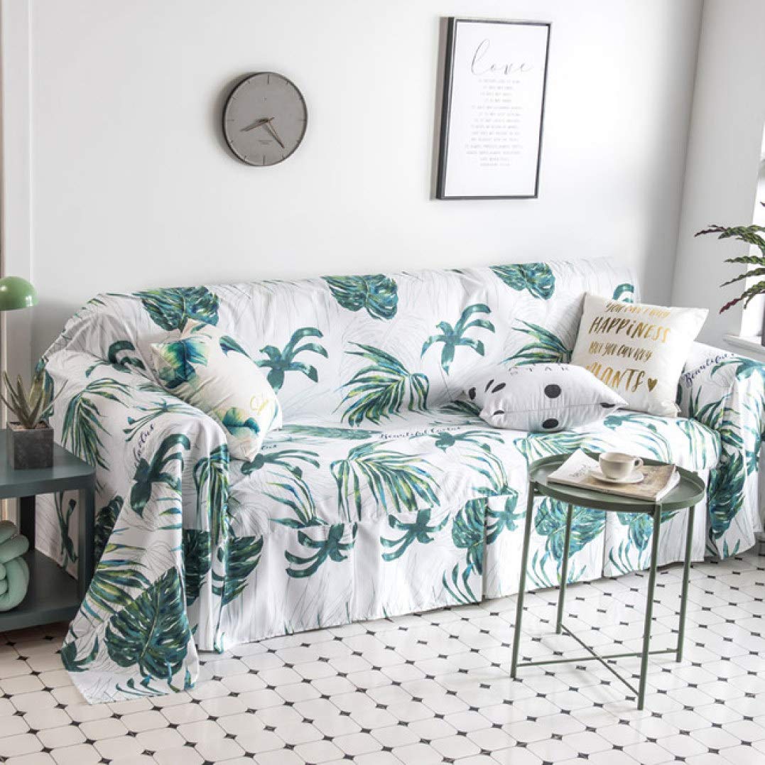 Green Leaf Printed Universal Sofa Slipcover - Modern Dustproof Couch Cover for Living Room, Loveseat & 3/4 Seater Sofas | Perfect for Home Decor, Pet Protection & Furniture Refresh