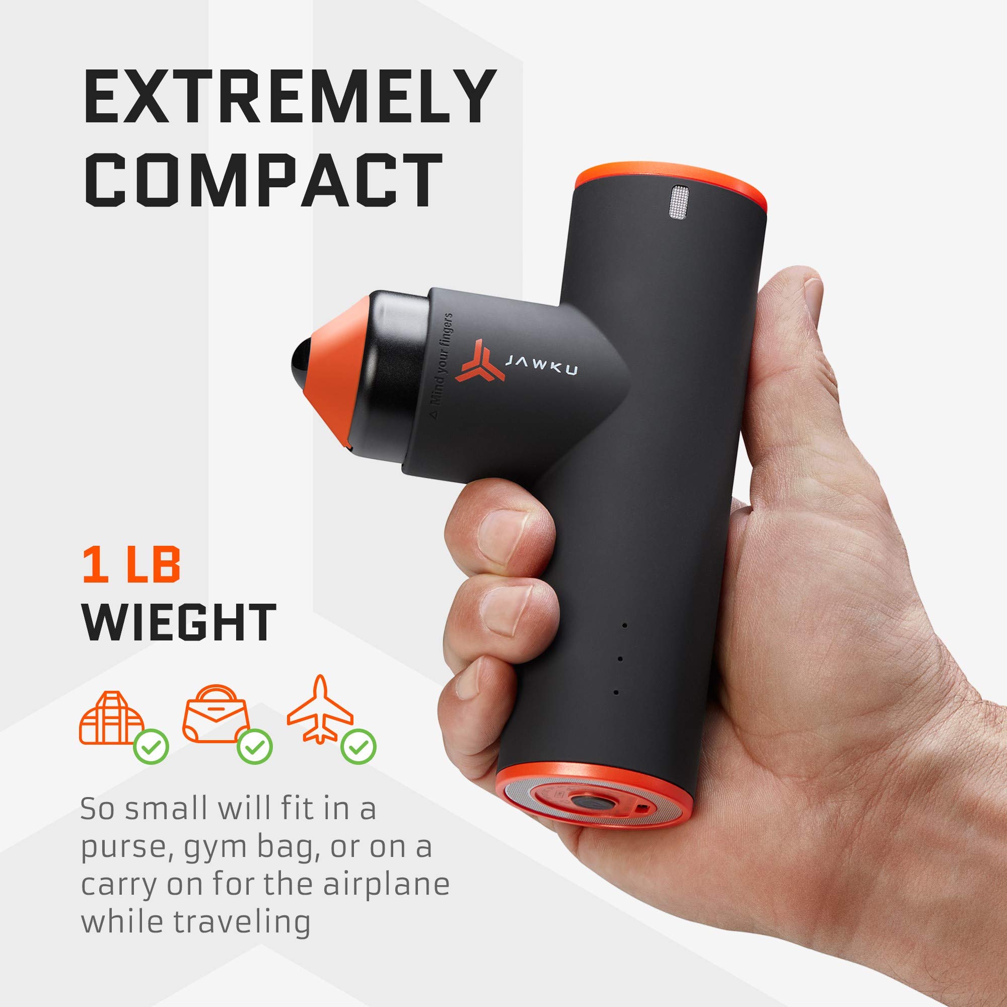JAWKU Muscle Blaster Mini Cordless Percussion Massage Gun - Rechargeable Deep Tissue Massager for Pain Relief, Ultra Quiet Handheld Vibration Massager for Athletes, Gym Recovery, Back & Neck Pain - Portable Muscle Stimulator for Home & Travel Use
