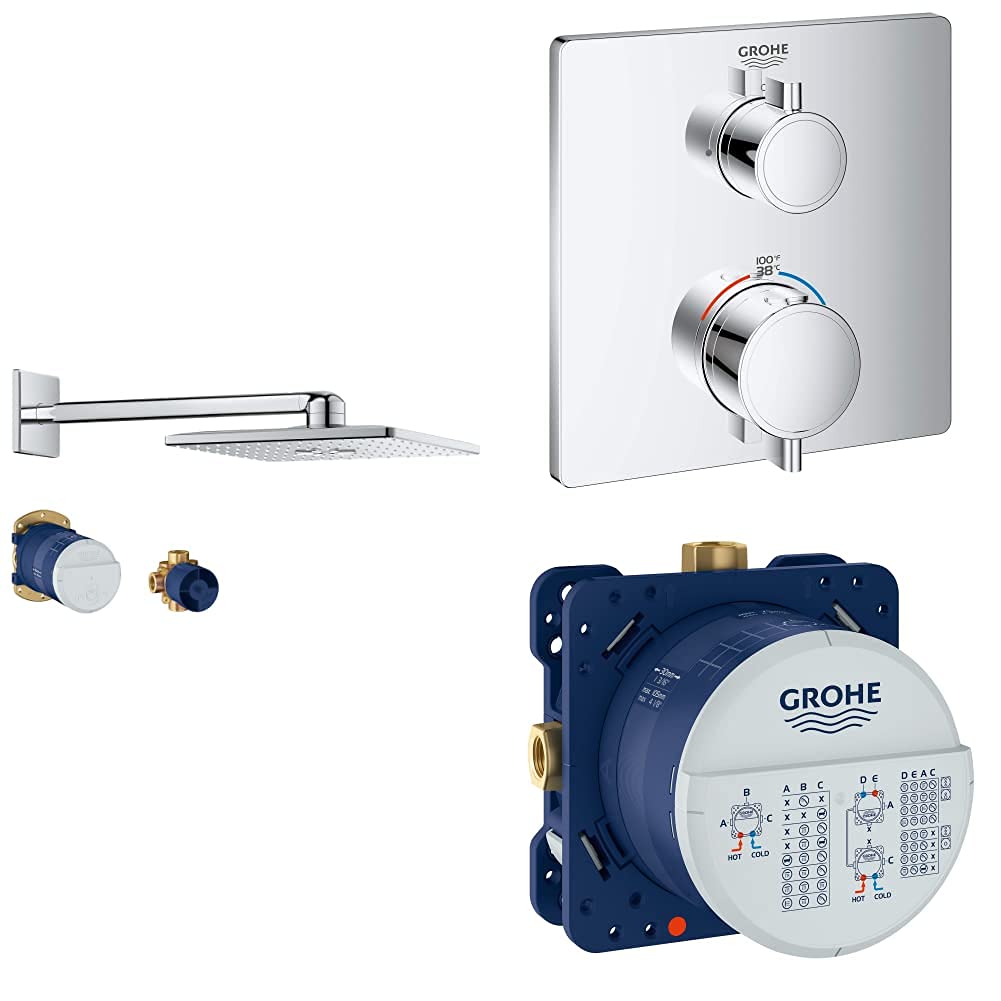 Growe 26504000 SmartActive 310 Dual Function Square Rain Shower Head Set - Chrome Finish for Luxurious Bathroom Experience | Perfect for Master Bath & Spa-Like Showers
