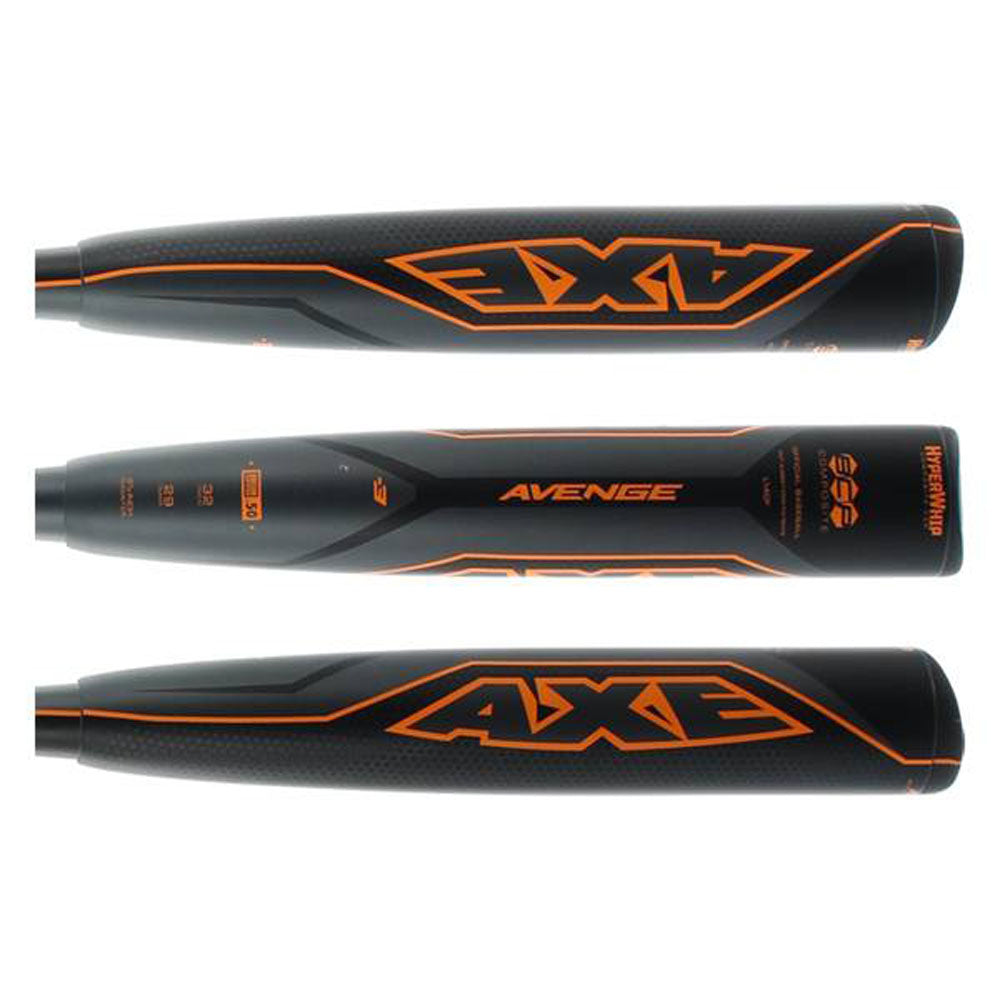 New Baden Axe Avenge L140F BBCOR Baseball Bat for Adults - 3 Black/Orange (2018 Model) | Perfect for Competitive Play & Training Sessions