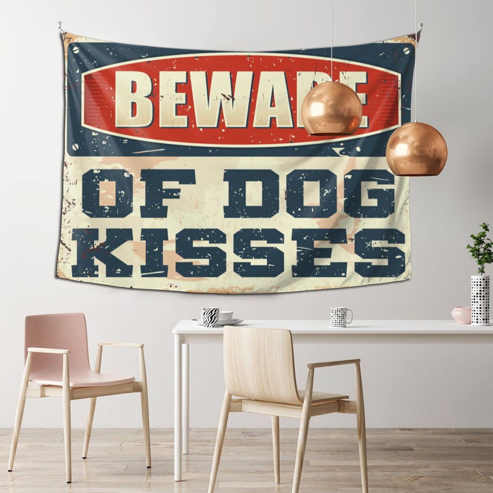 Beware of Dog Kisses Tapestry Wall Hanging - 75x100cm Bohemian Bedroom Decor for Teens & Adults - Perfect for Dorm Room, Living Room, or Home Decoration
