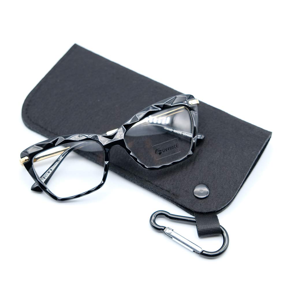 Women's Cat Eye Reading Glasses - Fashionable Crystal Eyewear Frame (Black, +1.5 Magnification) for Reading, Office Work & Stylish Accessories