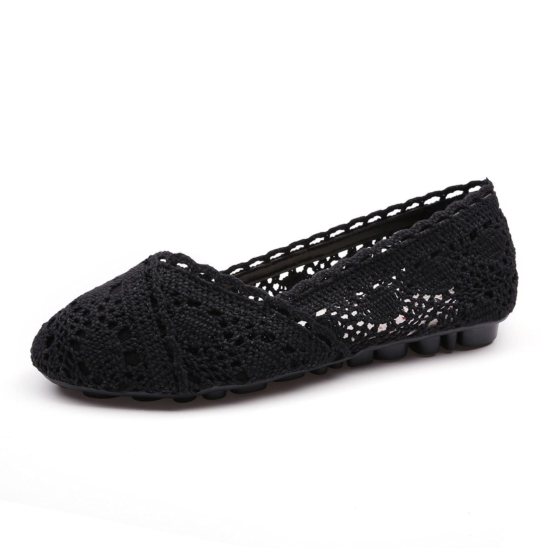 Women's Slip On Ballet Flats with Bow Knot - Soft Comfort Walking Shoes for Women - Casual Lace Flat Shoes for Work, Travel & Everyday Wear