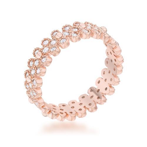1ct CZ Rose Gold Textured Bezel Eternity Ring for Women - Perfect for Weddings, Anniversaries & Special Occasions