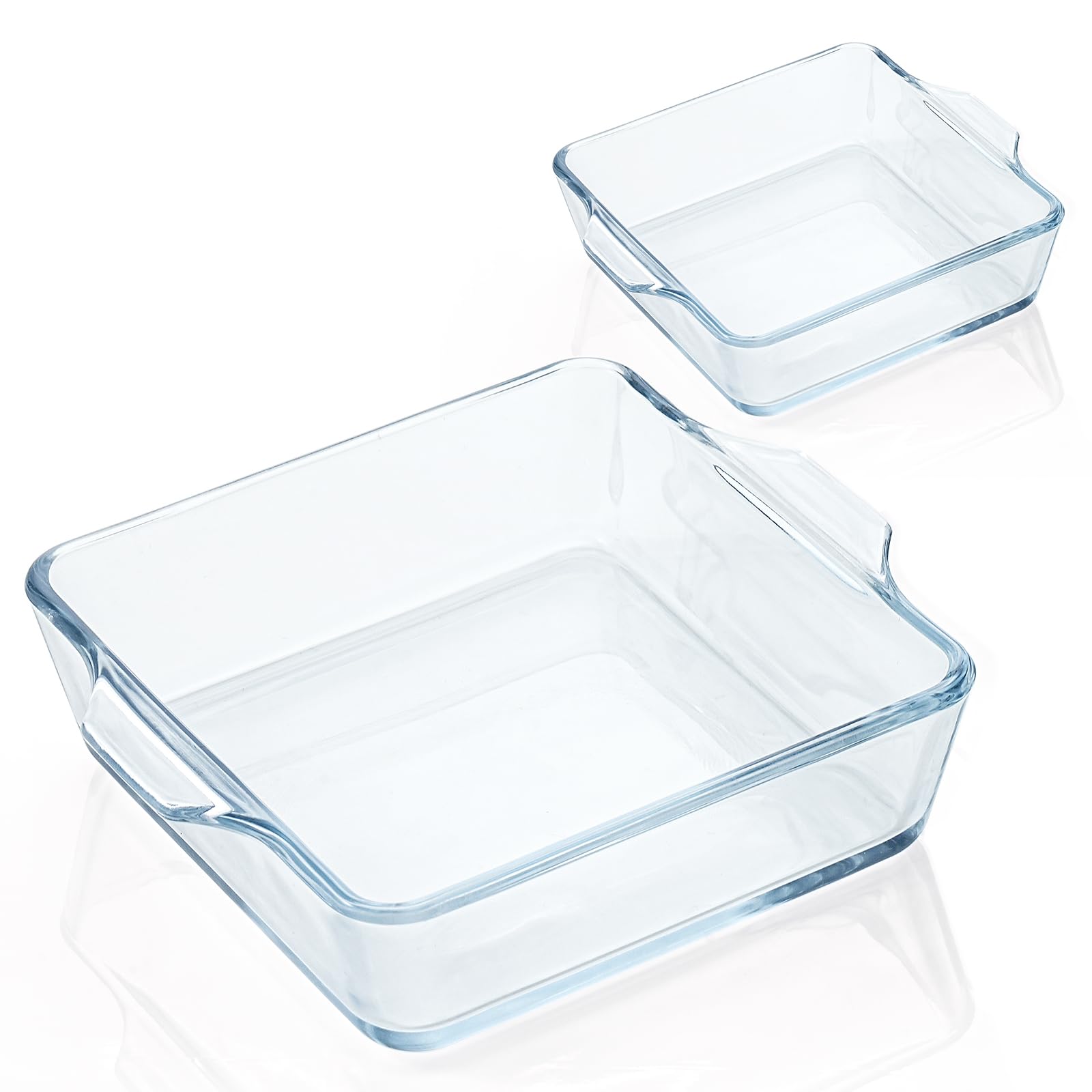 2-Piece Small Square Glass Baking Dishes Set - 5x5 Inch Oven-Safe Mini Casserole Dishes & Cake Pans for Individual Desserts, Lasagna, Side Dishes - Perfect for Home Baking, Meal Prep & Holiday Cooking