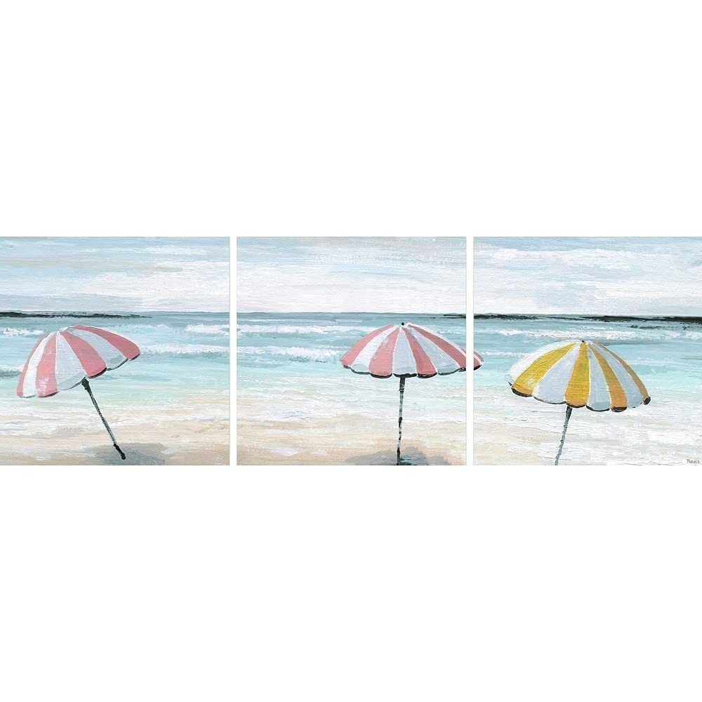 Parvez Taj Handmade Candy-Colored Tents Triptych Wall Art - 72 x 24 Inches - Vibrant Boho Decor for Living Room, Bedroom & Nursery