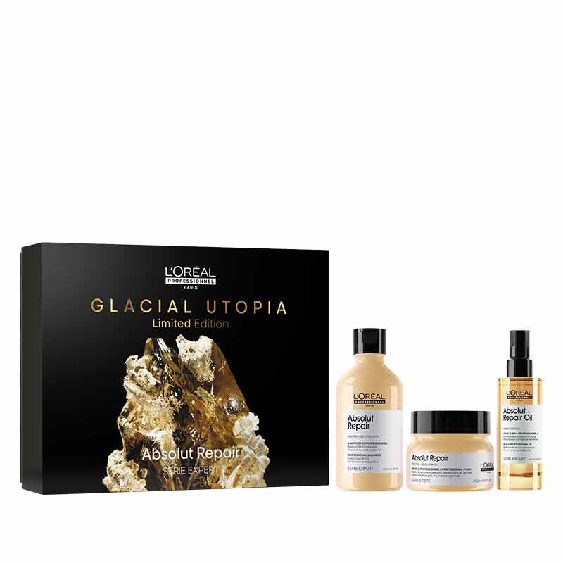 L'Oréal Professionnel Absolut Repair Trio Gift Set - Hair Repair Treatment for Damaged Hair - Perfect for Salon & Home Use