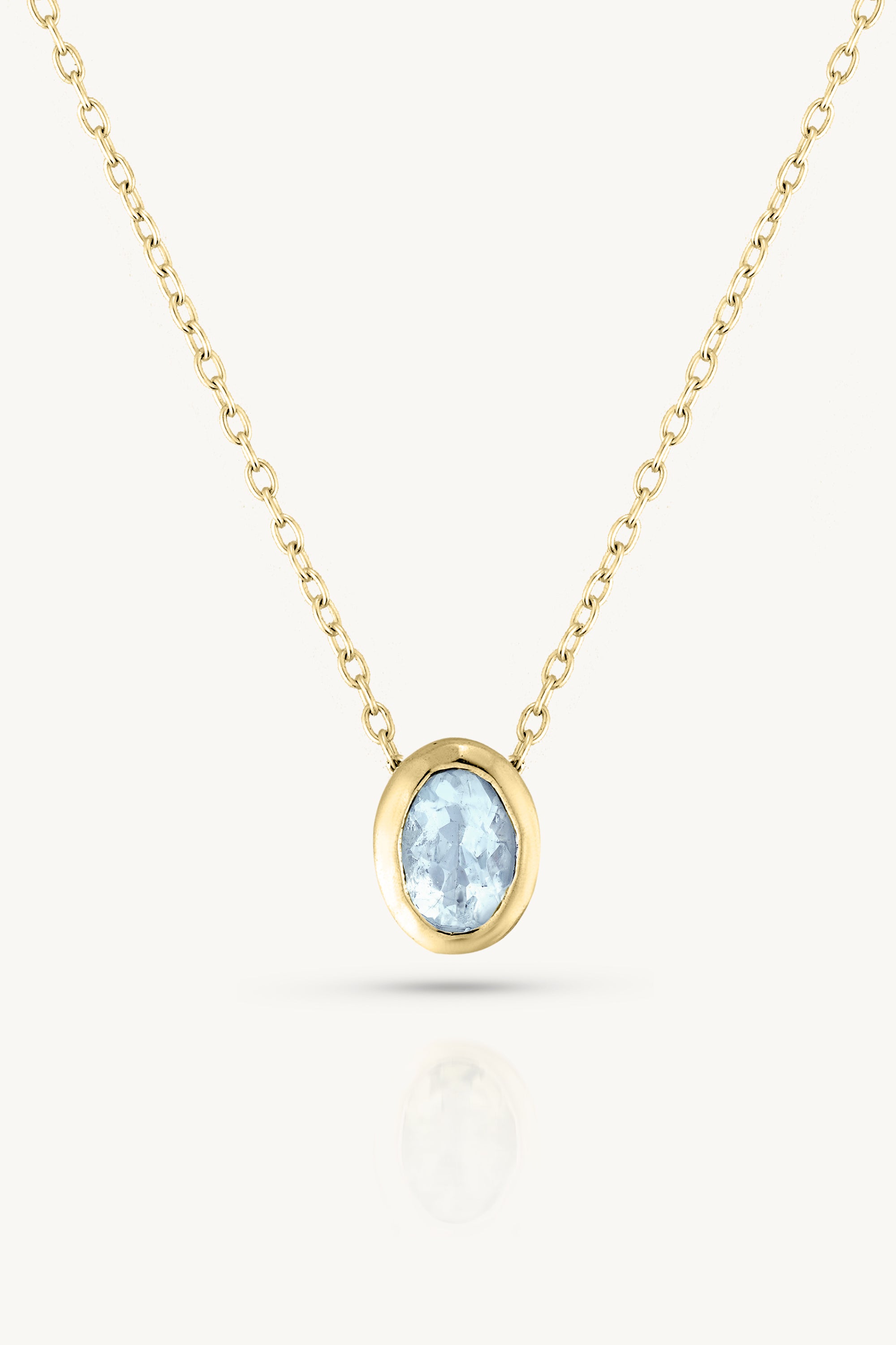 March Aquamarine Birthstone Necklace - 14K Gold Oval Pendant for Women - Perfect Gift for Birthday, Anniversary & Mother's Day Jewelry