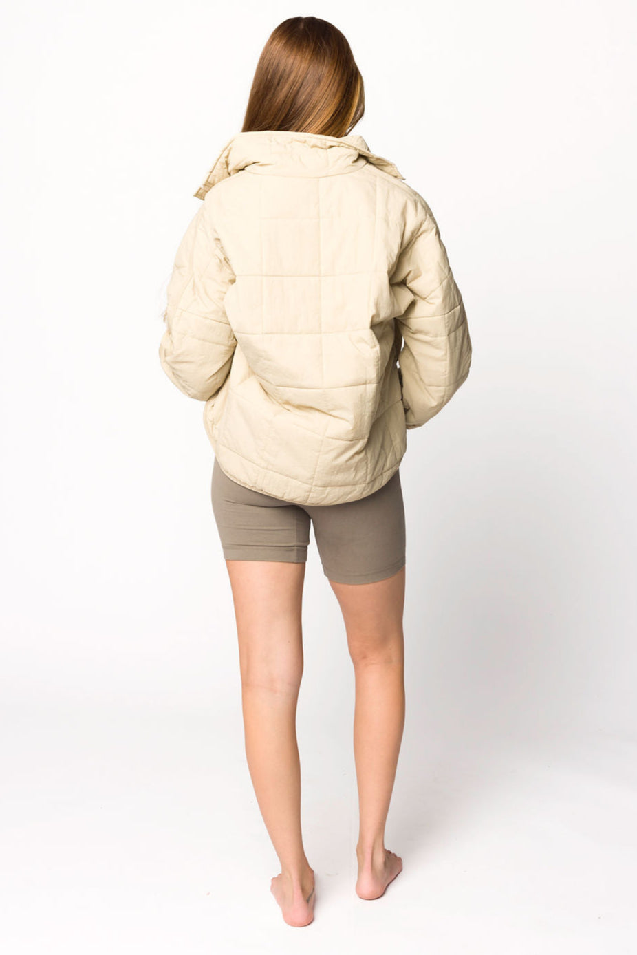 Layla Puffer Jacket Women's Lightweight Warm Winter Coat in Bone Color - Perfect for Outdoor Activities, Travel & Cold Weather Fashion