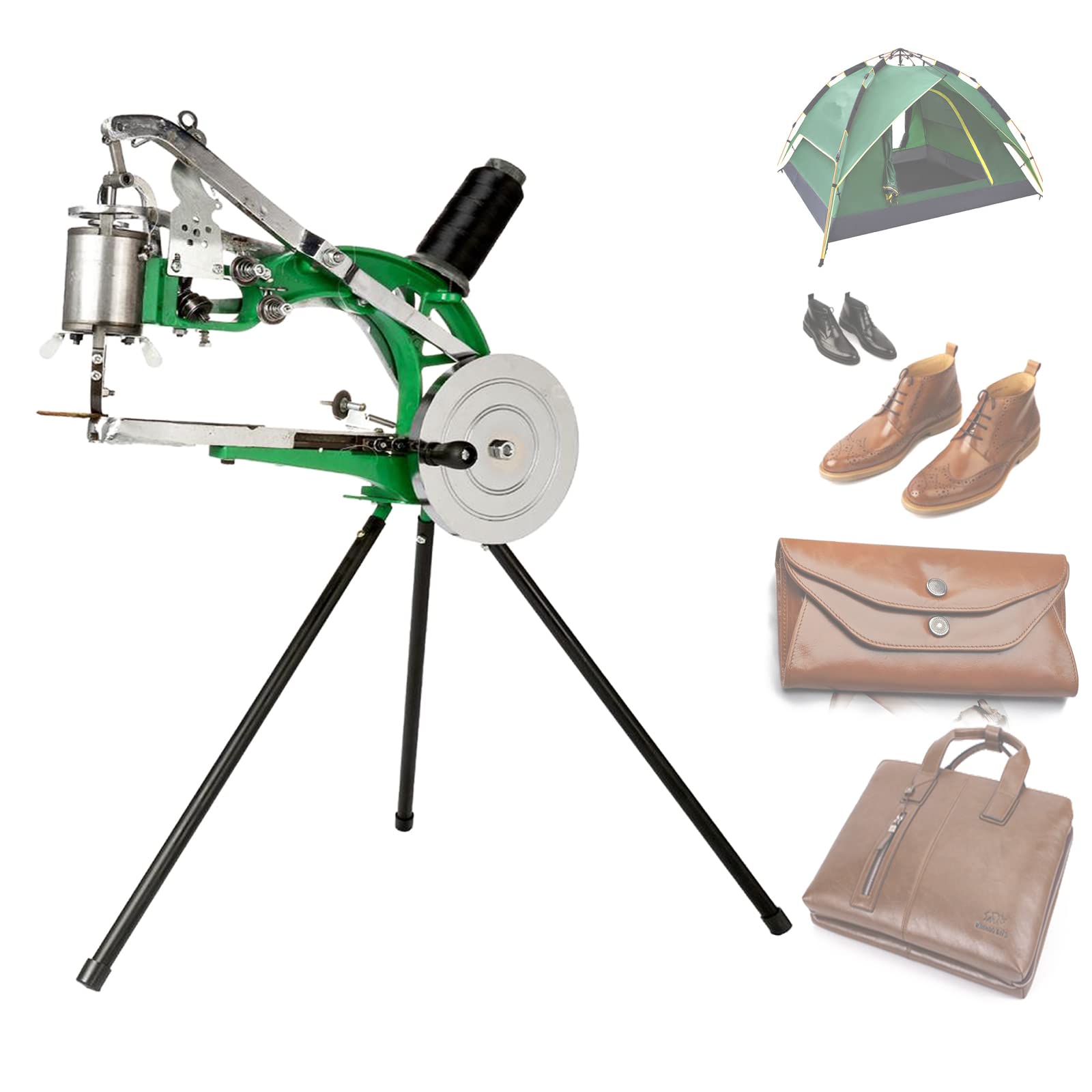 Heavy Duty Leather Sewing Machine - Manual Hand Cobbler Shoe Repair Stitcher with Dual Cotton Nylon Thread for Bags, Tents, Clothes, Quilts, Coats & Pants | Professional Leather Crafting, DIY Shoe Repair & Outdoor Gear Mending (Green)