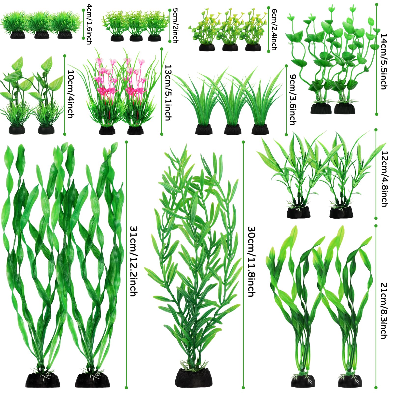 25pcs Artificial Aquarium Plants - Green Fish Tank Decorations for Small to Large Tanks | Realistic Underwater Plants for Aquascaping & Fish Habitat Enhancement