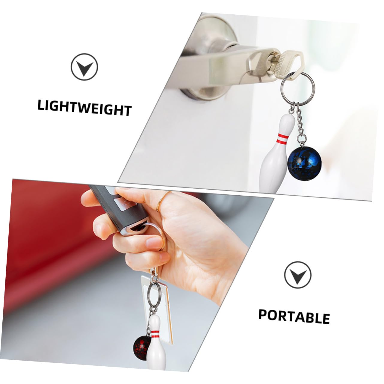 GAROZATION 12pcs Stainless Steel Bowling Keychain Set - Sports Keyring Decorations for Bowling Enthusiasts - Perfect Gift for Bowling Match Souvenirs & Team Spirit Accessories