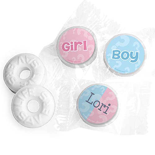 Personalized Gender Reveal Mints - Boy or Girl LifeSavers Candy (335-365 Count) for Baby Shower Party Favors & Gender Announcement Celebrations