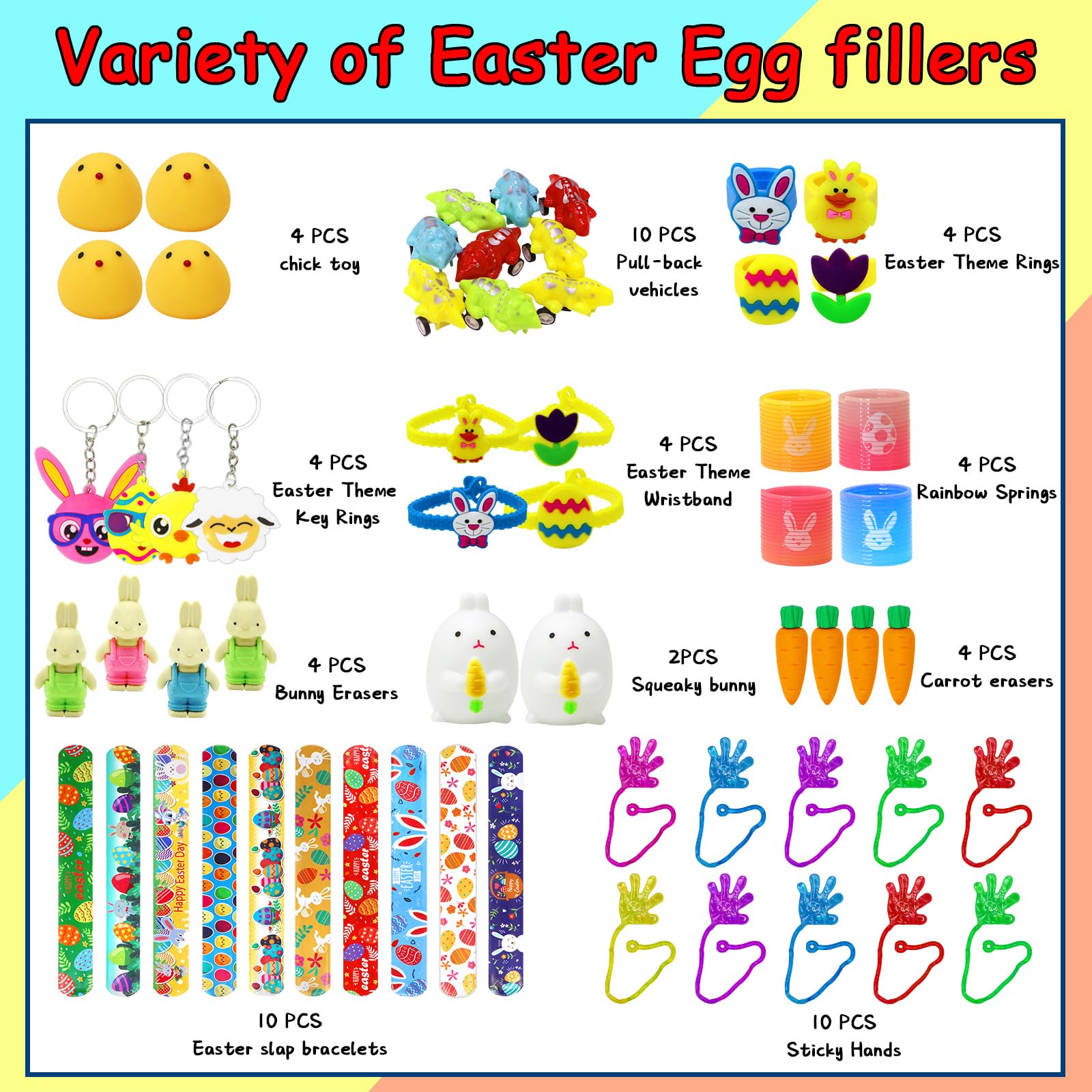 60 Pcs Prefilled Easter Eggs with Assorted Toys - Plastic Easter Eggs Filled with Fun Surprises for Easter Egg Hunts, Basket Stuffers & Party Favors - Perfect for Boys & Girls Easter Celebrations, Classroom Activities & Birthday Party Games