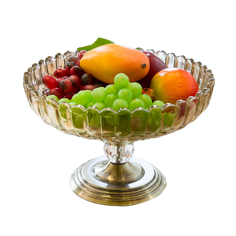 Vintage Metal Fruit Basket Bowl - Creative Crystal Fruit Dish Stand with Sturdy Design for Fruits, Vegetables, Snacks & Bread (20x30cm) - Perfect for Kitchen Countertop, Dining Table, and Party Serving