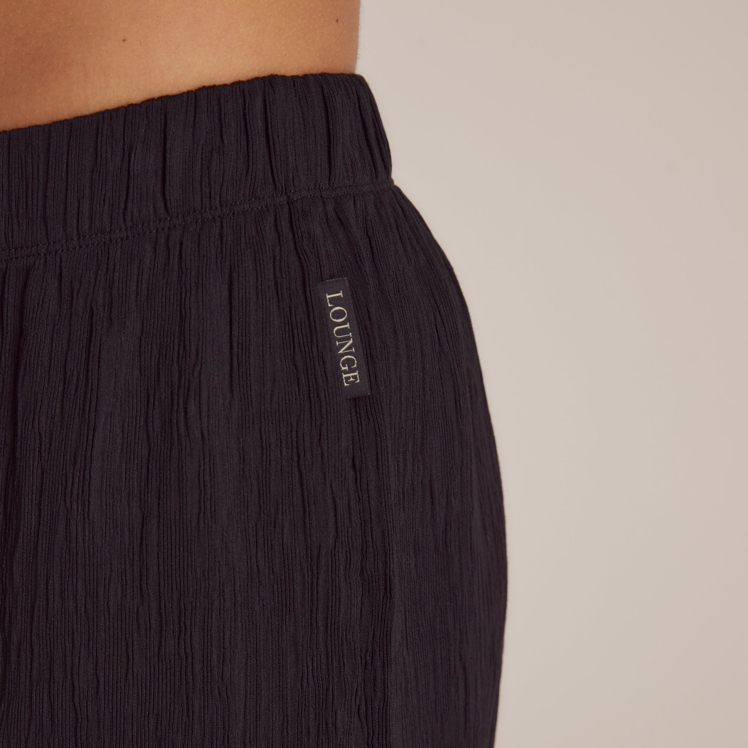 Soft Crinkle Cotton Pajama Pants for Women - Black Lounge Pants for Sleep, Relaxing & Home Comfort