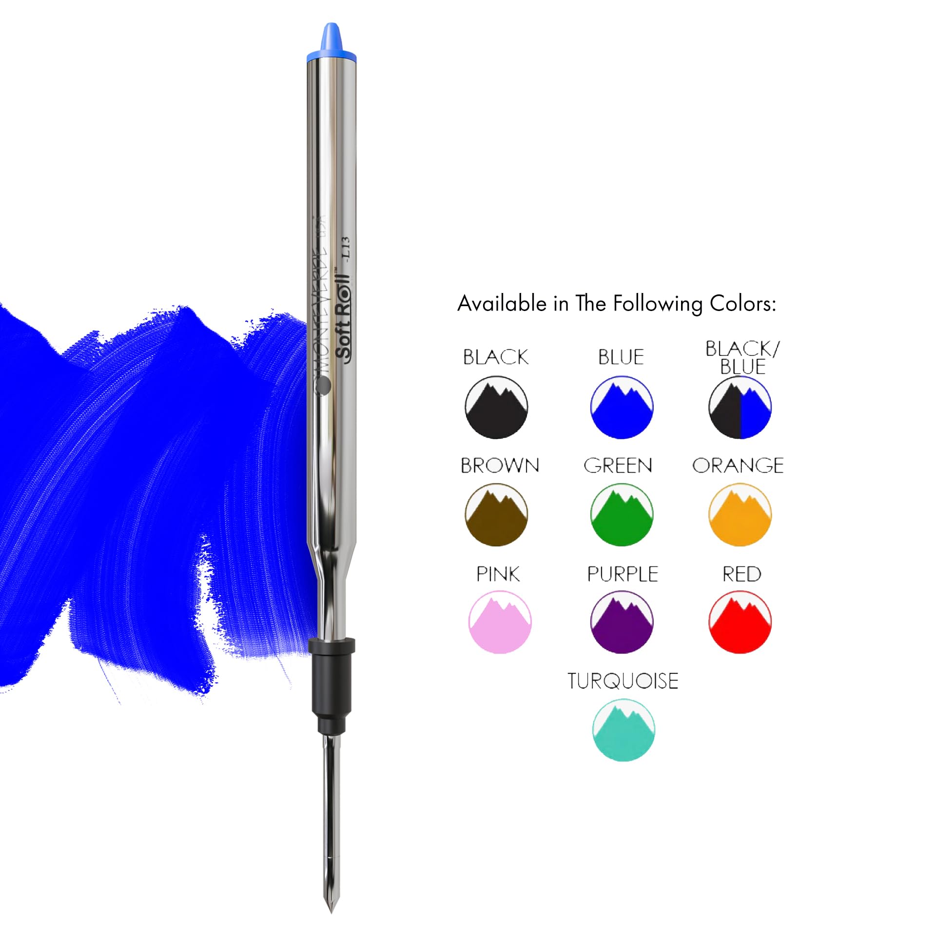 MONTEVERDE Soft Roll Ballpoint Refill for Lamy Pens - Blue Ink, 2 Pack (L132BU) | Smooth Writing Replacement Refills for Office, School & Everyday Use
