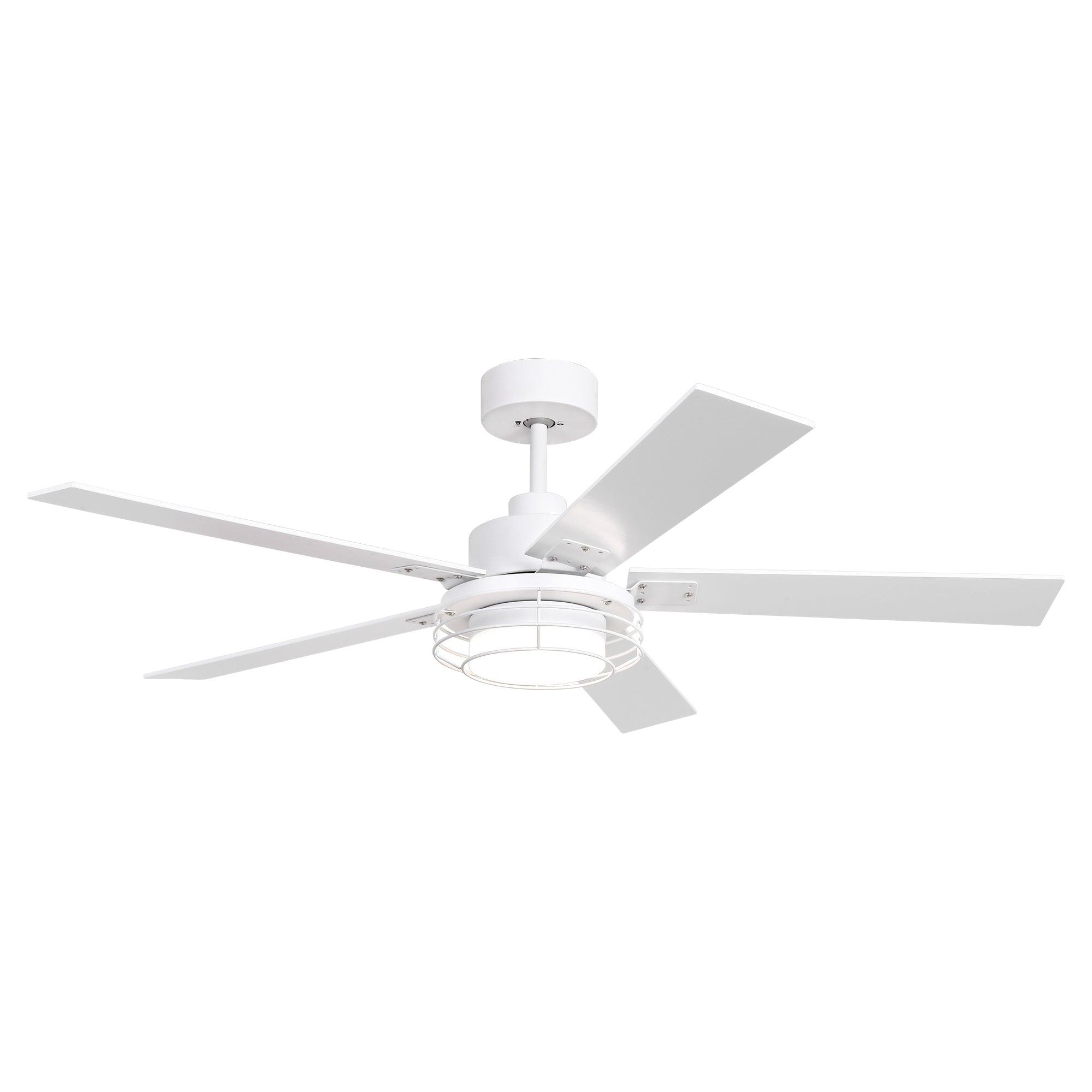 52 Inch Bernice DC Motor Industrial Ceiling Fan with LED Light and Remote Control - Perfect for Warehouses, Garages, and Large Spaces