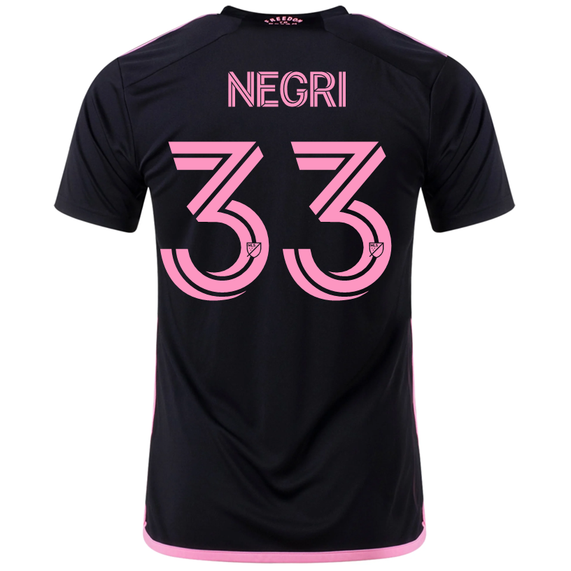 Adidas Franco Negri Inter Miami CF Away Jersey 2023-2024 - Black & Pink Soccer Shirt for Men - Perfect for Matchdays, Fan Events & Soccer Training