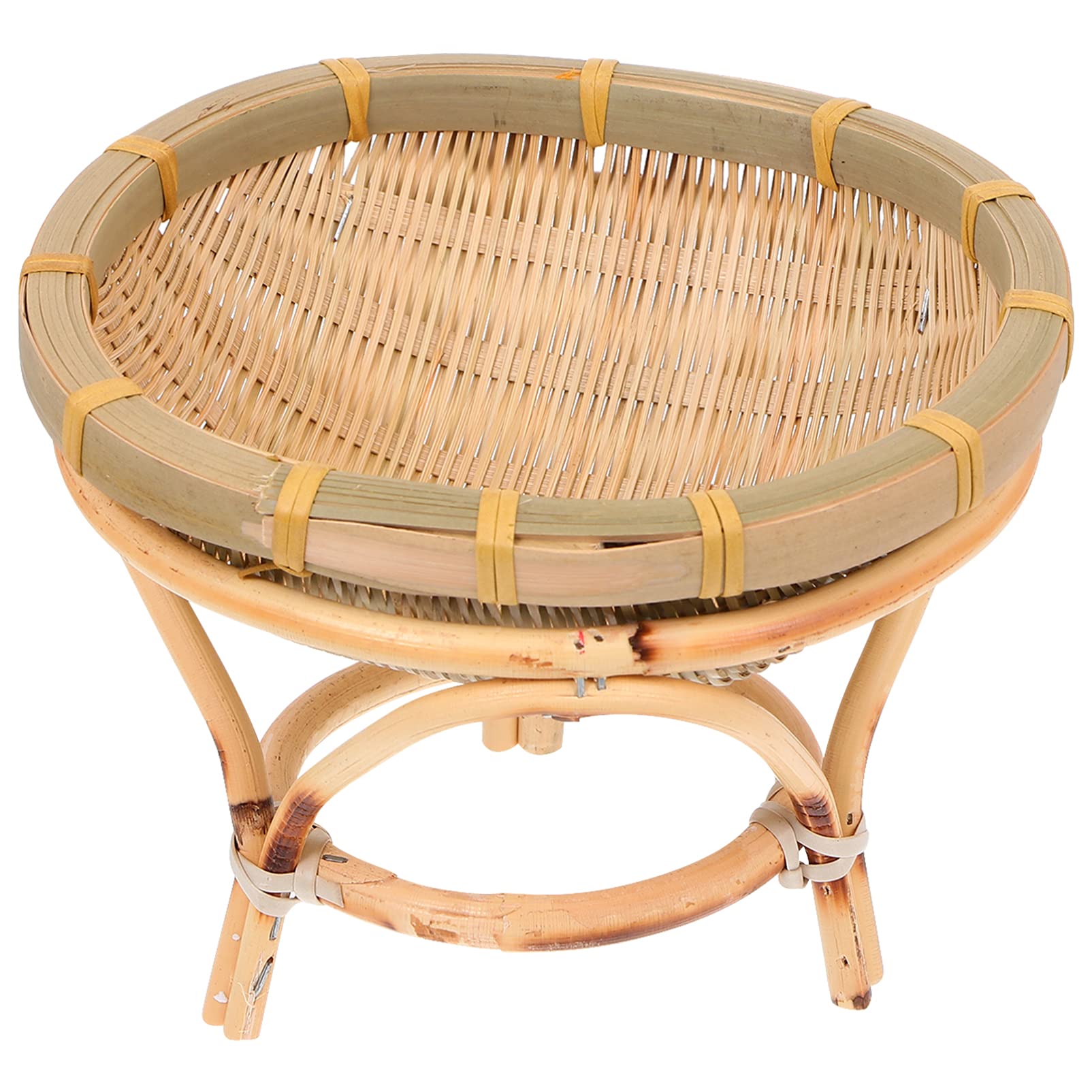 YARNOW Woven Bamboo Rattan Bread Basket - Handmade Storage Bowl for Fruits, Vegetables, Snacks & Bread | Perfect for Kitchen, Dining Table, Picnic & Party Serving Tray
