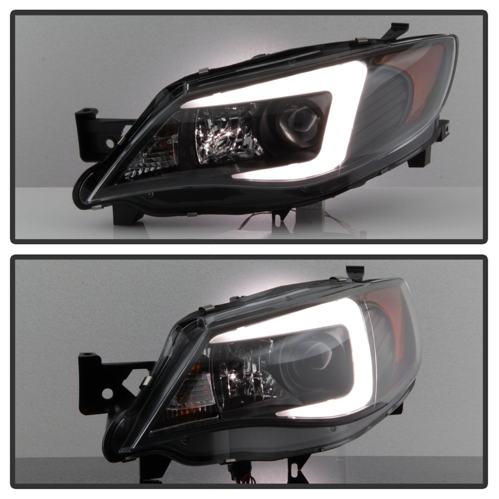 High-Performance LED Tube DRL Headlights for Subaru Impreza WRX 2008-2014 - Black/Clear Lens - Upgrade Your Ride with Bright Daytime Running Lights
