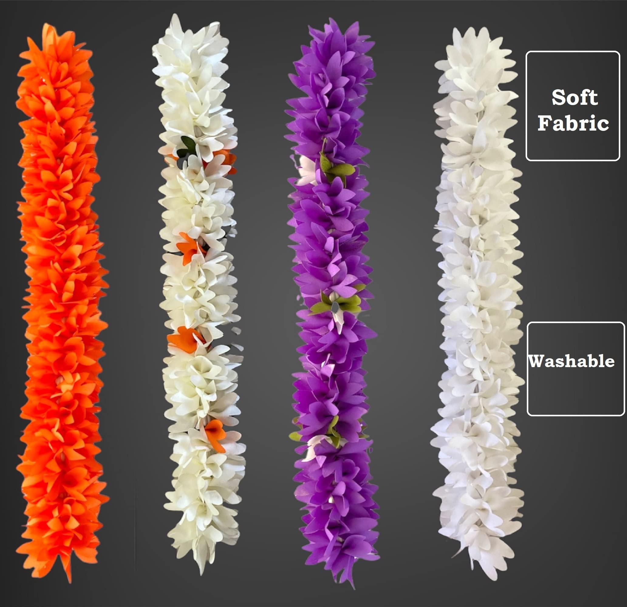 Artificial Flower Hair Garland - Bridal Hair Accessory for Women, Orange White Purple Mix (Pack of 4) | Perfect for Weddings, Parties & Boho Hairstyles