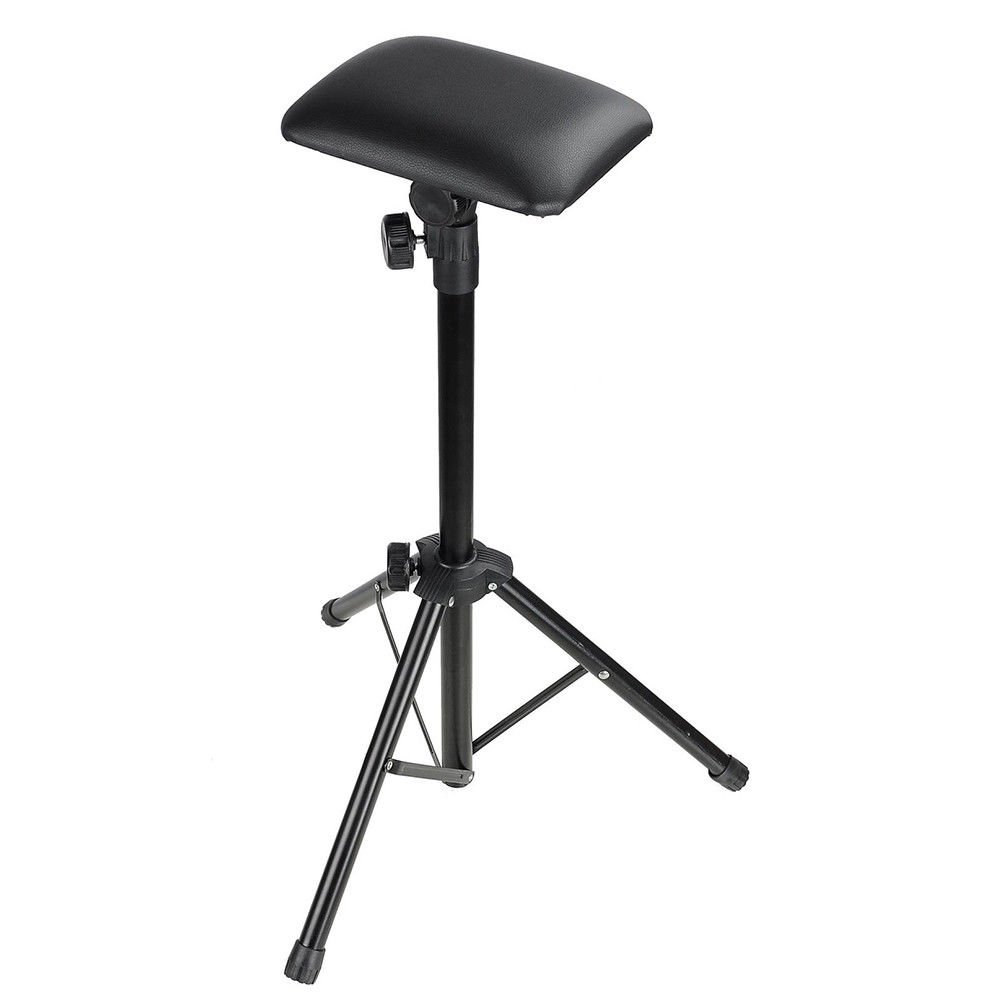Adjustable Tattoo Tripod Stand with Foldable Sponge Pad - Black PVC Leather Arm & Leg Rest for Tattoo Artists - Perfect for Tattoo Studio Chairs & Professional Tattooing Sessions
