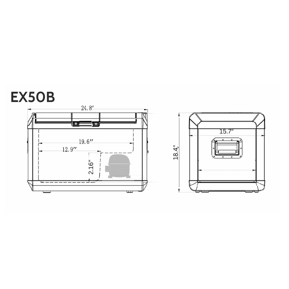 Explorer Bear EX50B 52.8QT/50L 12V/24V Portable Car Refrigerator Freezer - Perfect for Camping, Road Trips & Outdoor Adventures