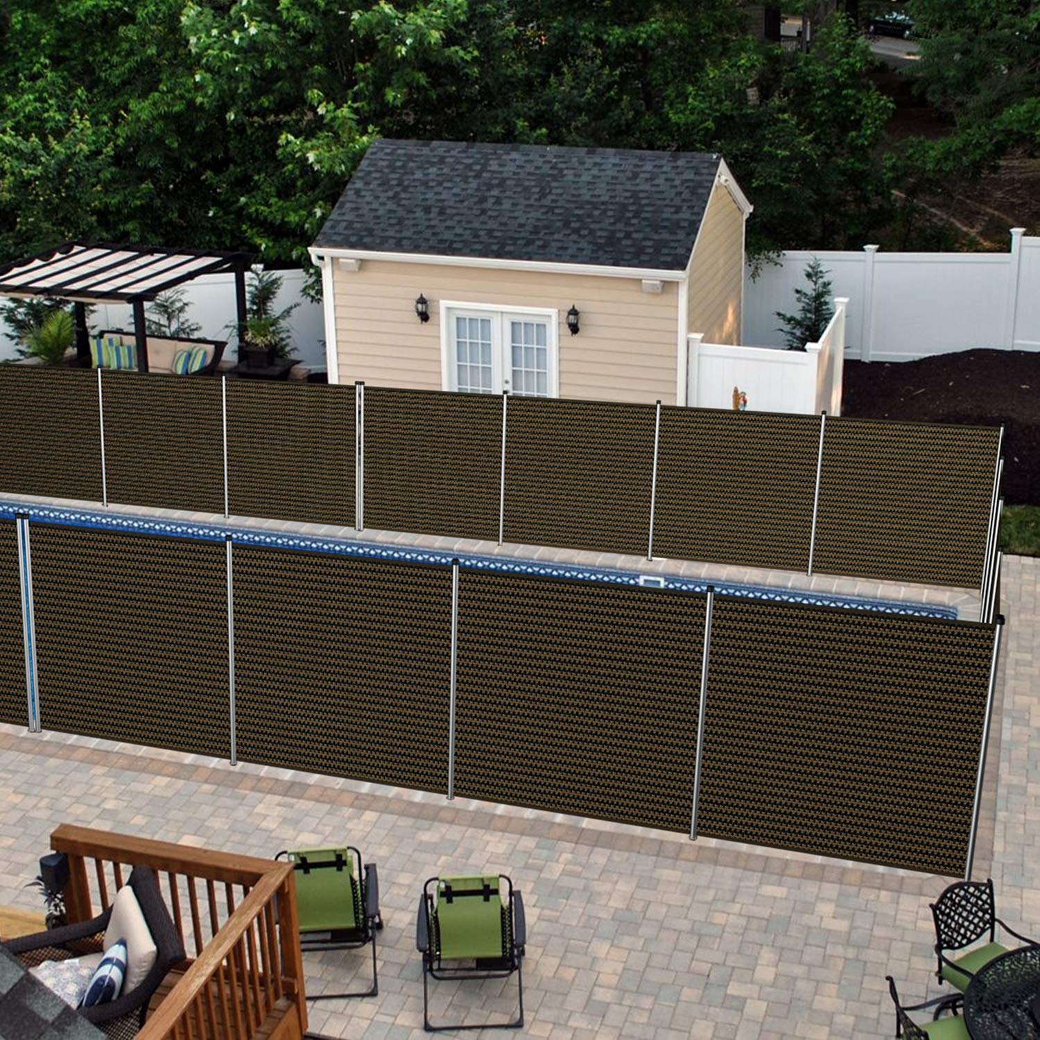 4'x16' Brown Removable Outdoor Privacy Screen & Pool Safety Fence - Heavy Duty Barrier for Inground Pools, Deck, Backyard, Patio | Perfect for Family Protection, Pet Safety & Creating Private Outdoor Spaces