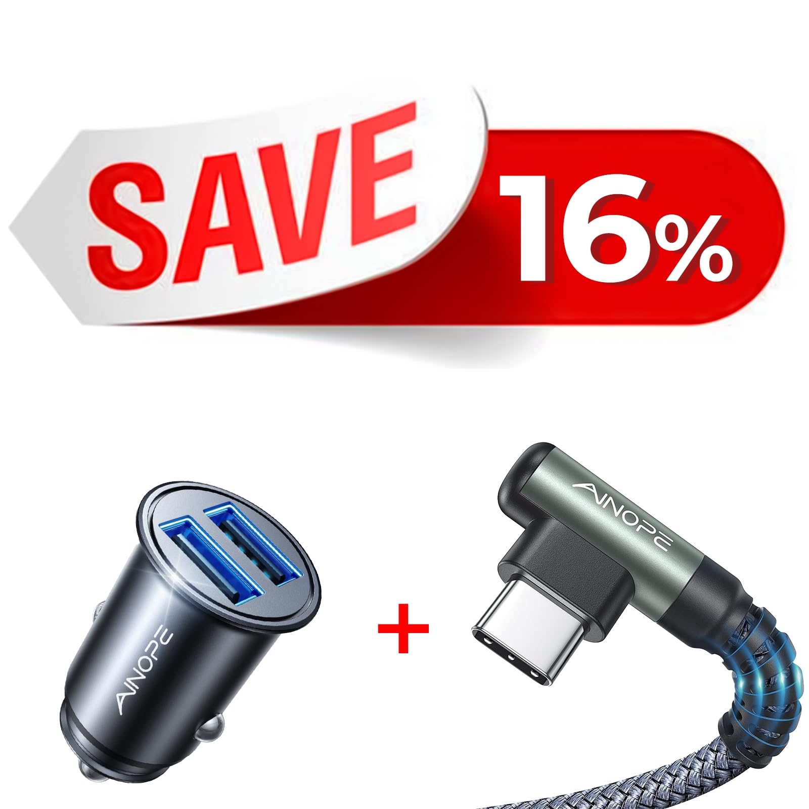 AINOPE Fast Charging Car Kit - 3.0A Quick Charge USB Car Charger with Dual Ports & 6.6ft Cable for iPhone, Samsung, Android | Perfect for Road Trips & Daily Commutes
