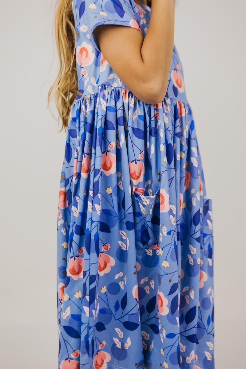 Country Blooms Short Sleeve Pocket Twirl Dress - Floral Summer Swing Dress for Women, Perfect for Beach Vacations, Garden Parties & Casual Outings