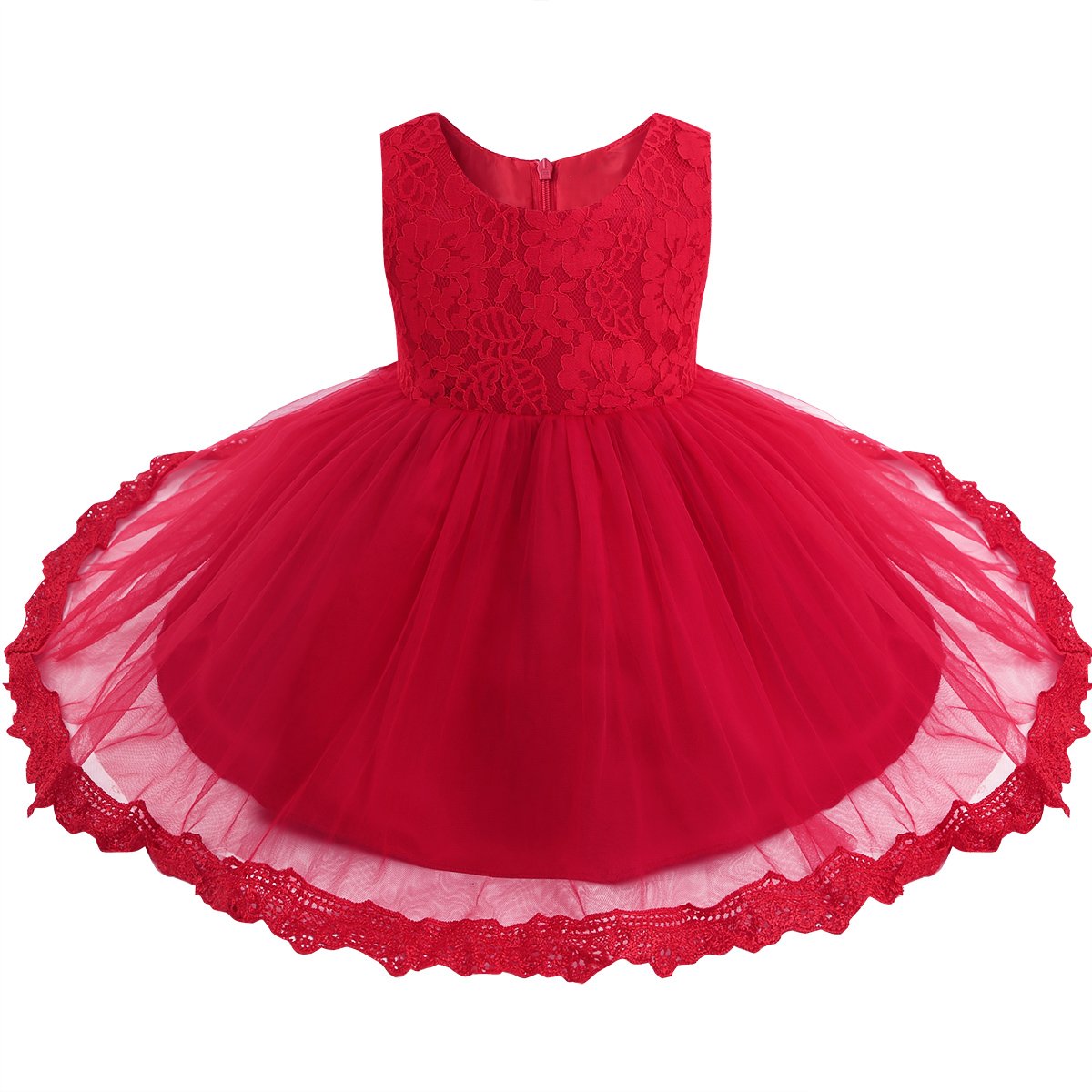 Moily Baby Girls Floral Lace Bowknot Back Princess Flower Dress - Elegant Wedding Birthday Party Fancy Gown for Special Occasions, Photo Shoots & Formal Events