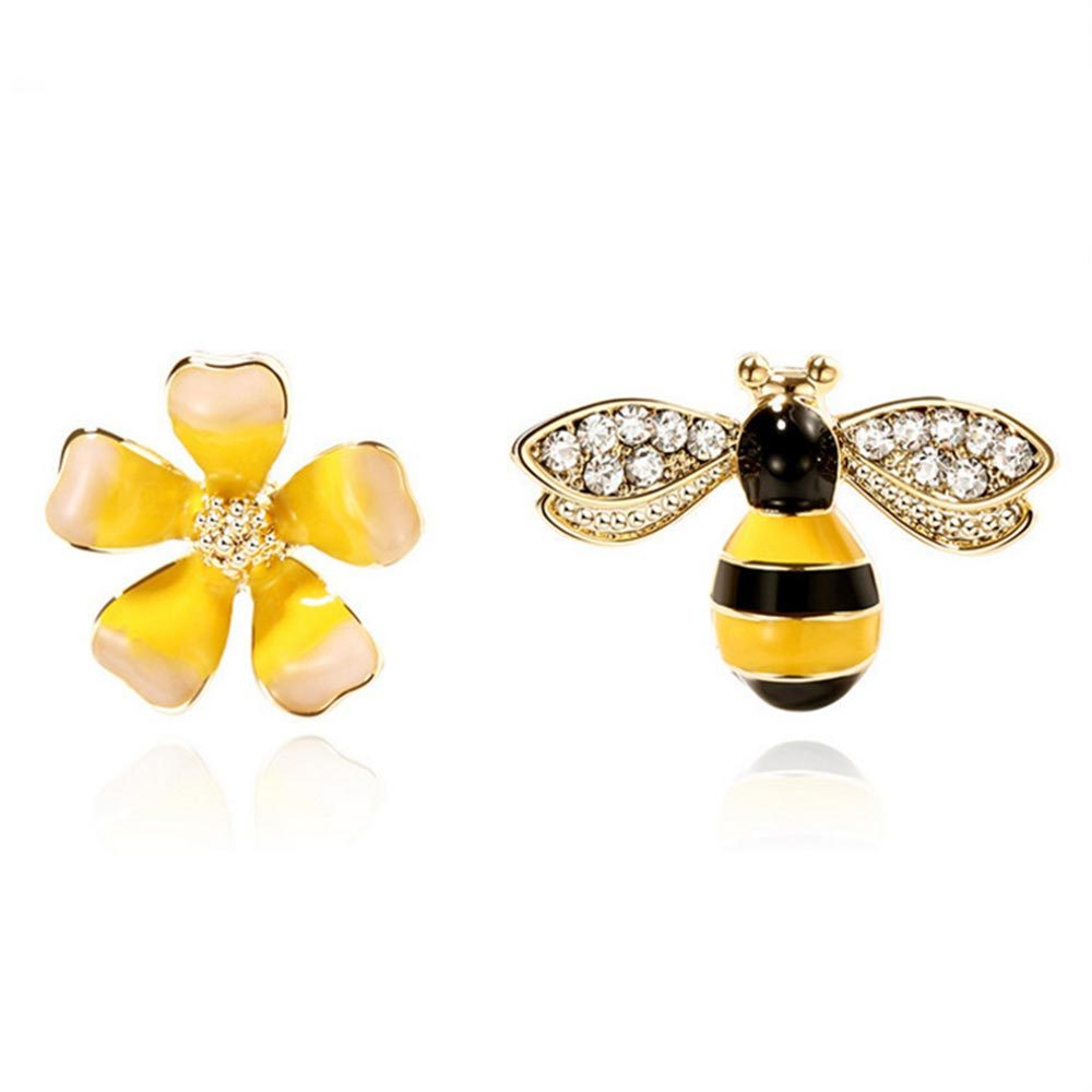 Sparkling Rhinestone Bee Stud Earrings - Floral Bee Jewelry for Women, Cute Dainty Earrings for Daily Wear, Party & Gift Giving