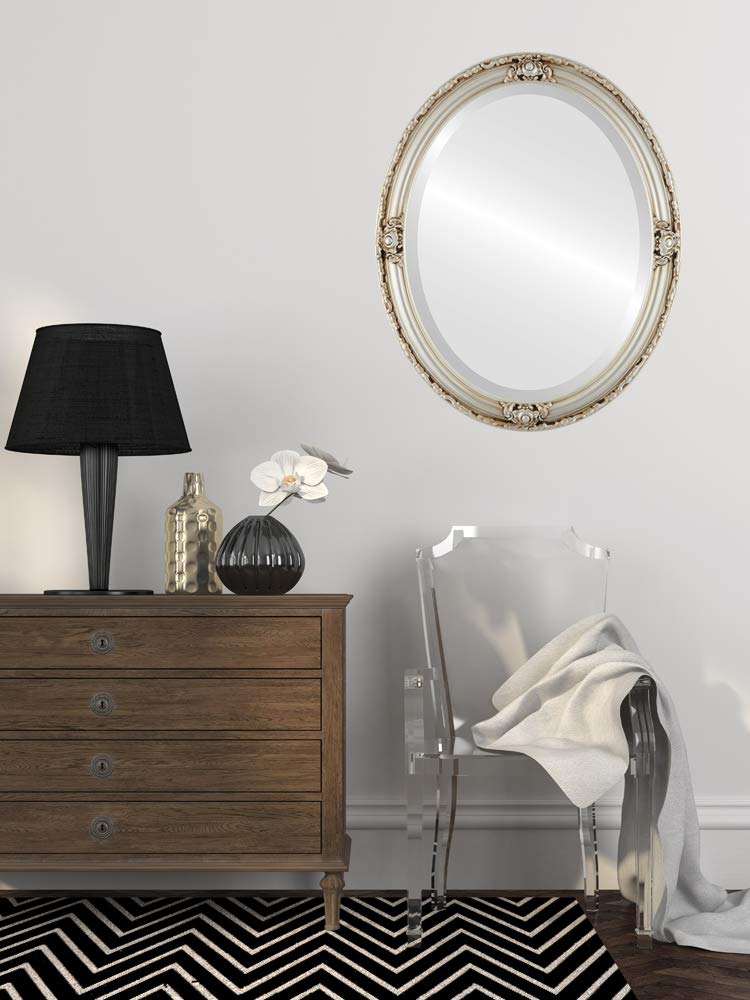 Jefferson Style Oval Beveled Wall Mirror - Silver 22x32 Inches - Elegant Home Decor for Living Room, Bedroom & Entryway