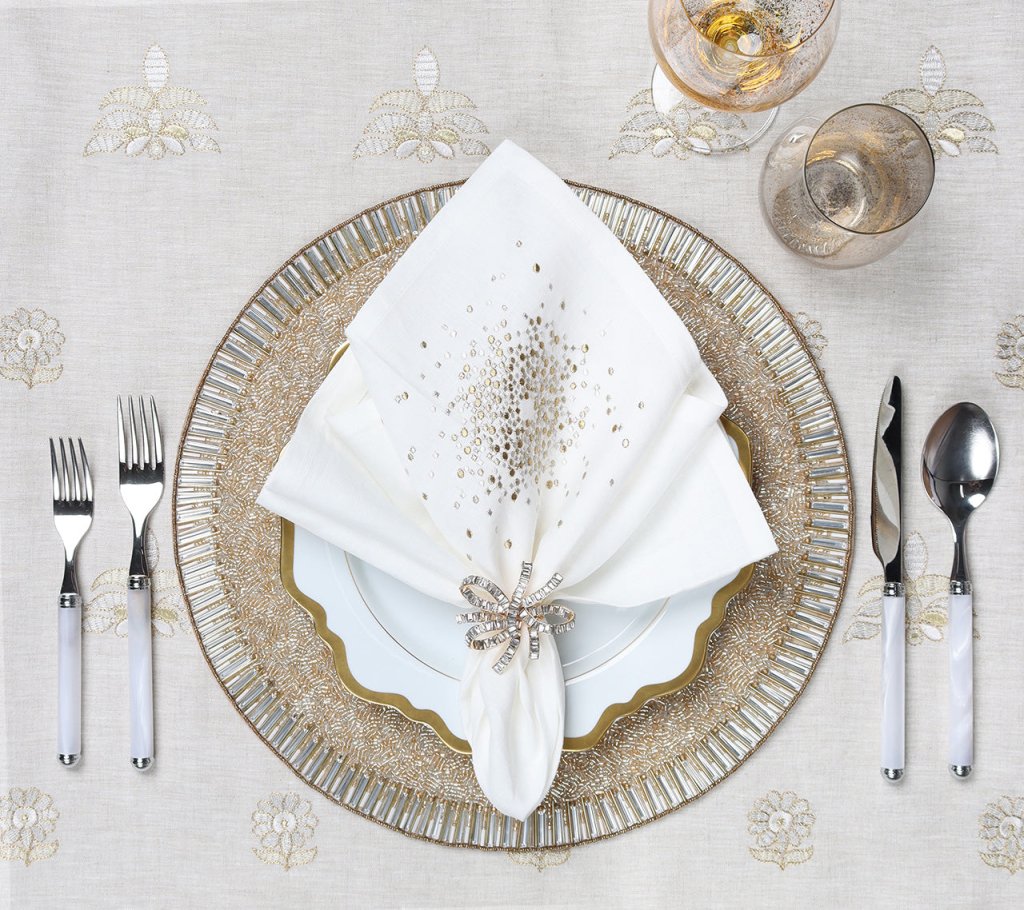 Premium Bevel Edge Placemats Set of 4 - Elegant Table Setting for Dinner Parties, Holidays & Everyday Use