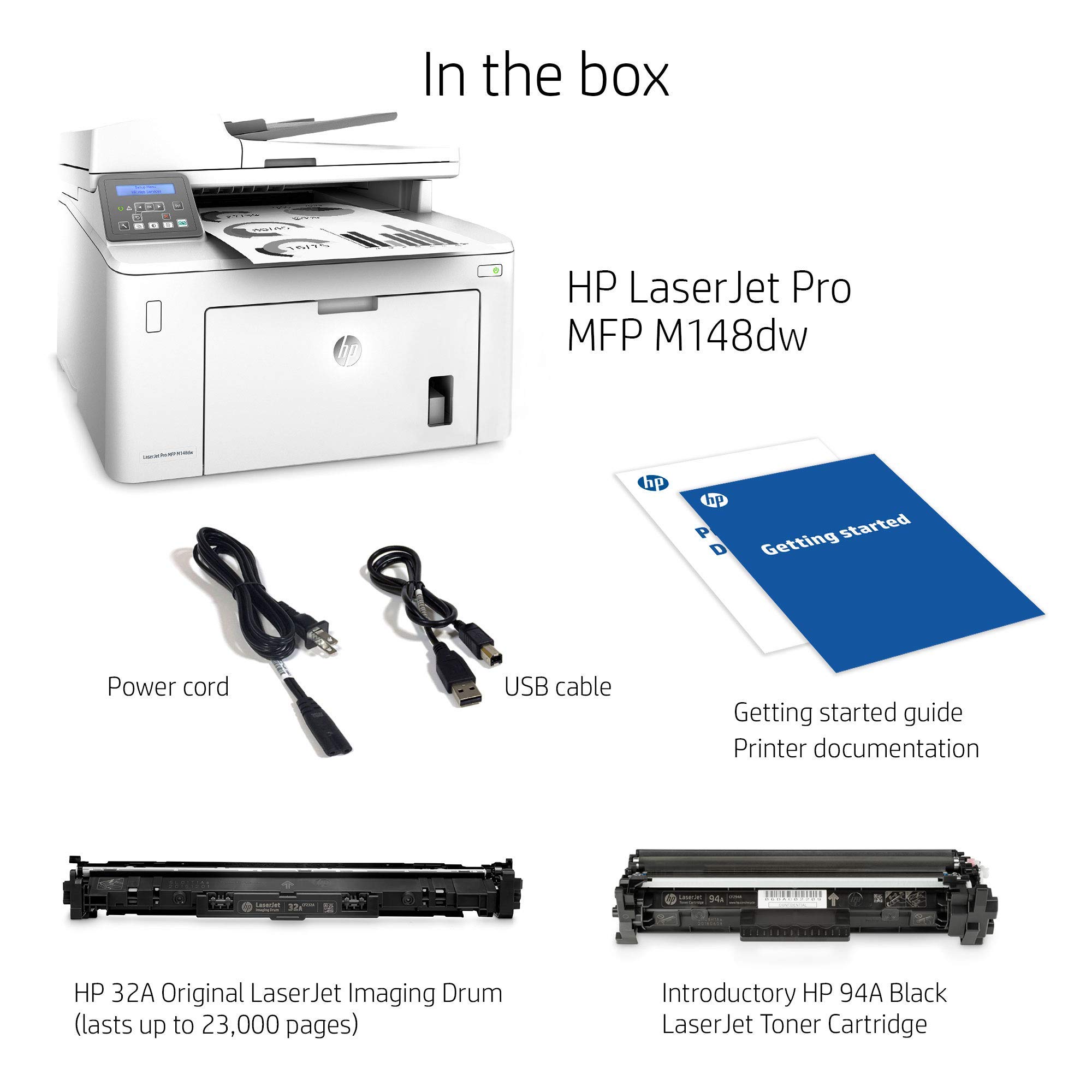 HP LaserJet Pro M148dw Wireless Monochrome Laser Printer | All-in-One with Auto Duplex Printing, Mobile & Ethernet Connectivity | Ideal for Home Office & Small Business (Renewed)