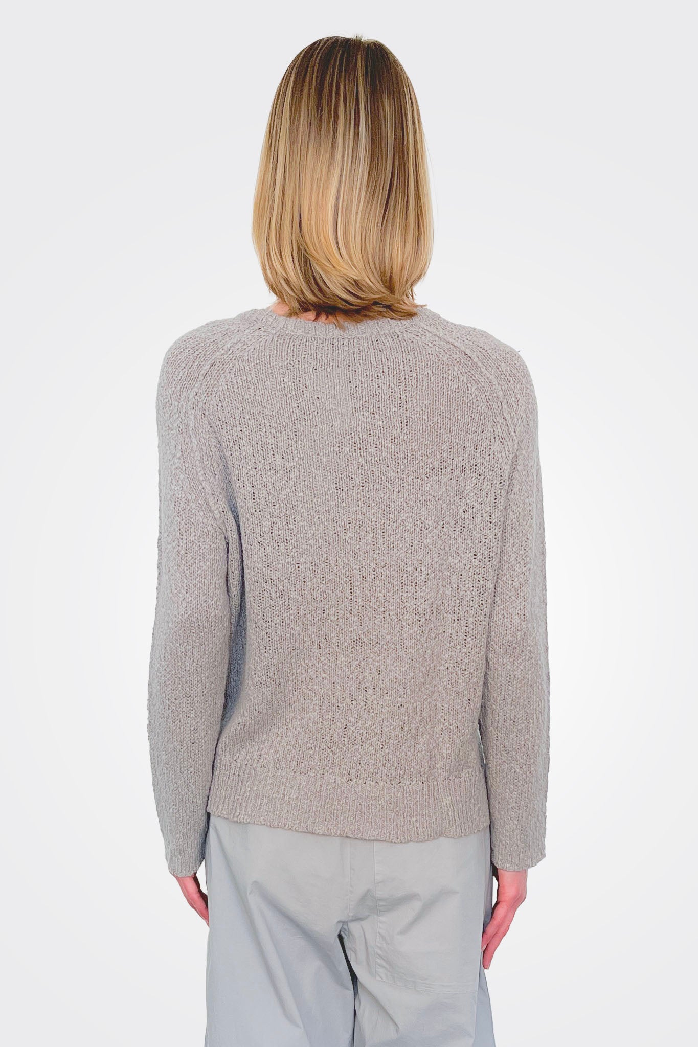 Soft Cotton Linen Pullover Sweater for Women - Comfortable Grey Knit Top for Casual Wear | Perfect for Office, Weekend Outings & Layering