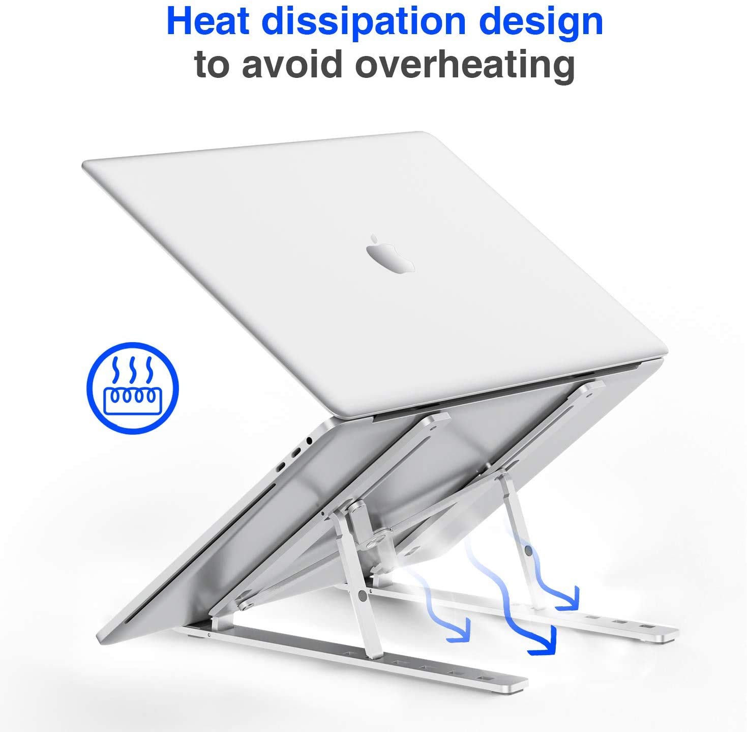 Adjustable & Foldable Aluminum Laptop Stand for Desk - Portable Ergonomic Computer Riser for MacBook, Air, Pro - Perfect for Home Office, Gaming & Travel Use