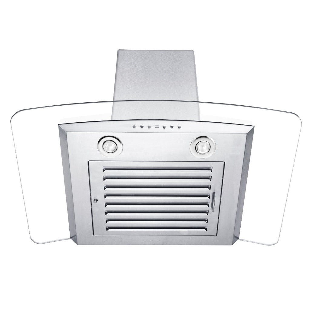 ZLINE Convertible Vent Wall Mount Range Hood - Stainless Steel & Glass Design with Crown Molding (KZCRN) - Perfect for Modern Kitchens & Open Concept Homes