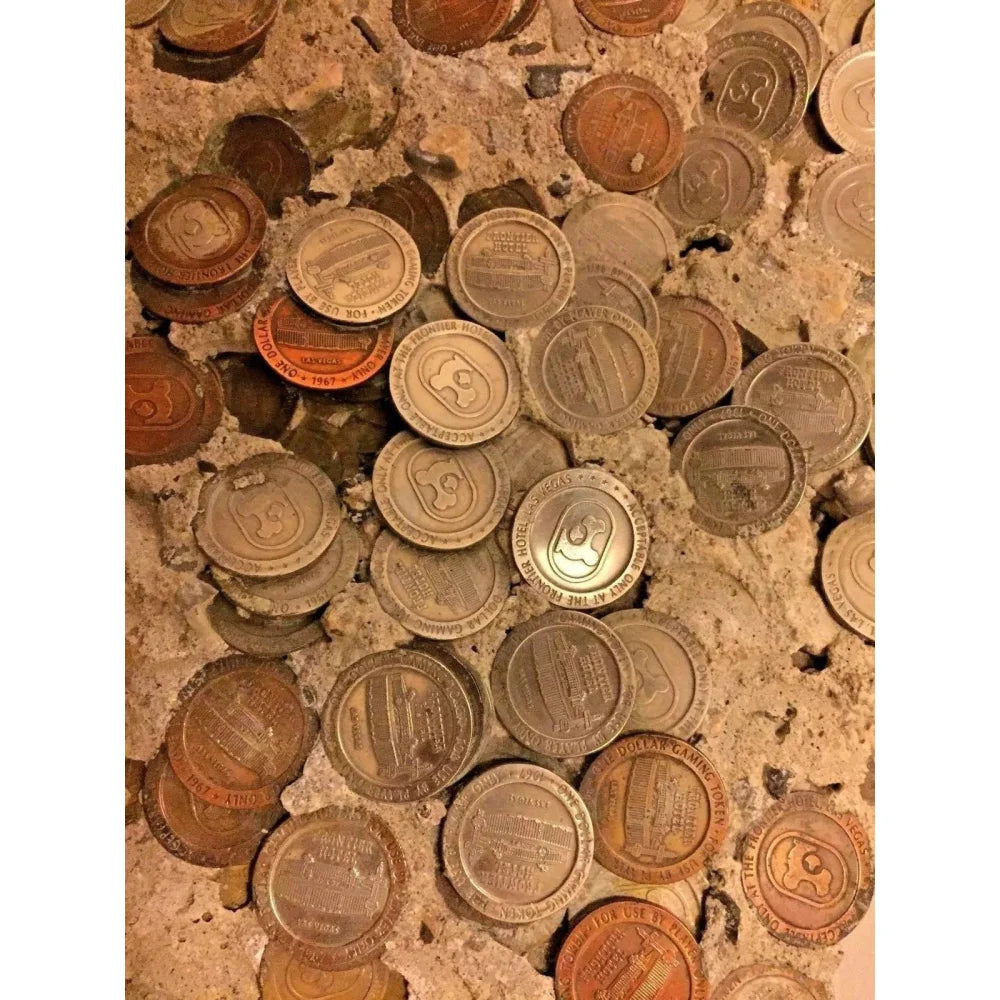 Authentic Las Vegas Casino Tokens - Frontier Hotel Concrete Foundation Poker Chips for Slots & Table Games - Perfect for Collectors, Home Games & Casino-Themed Parties