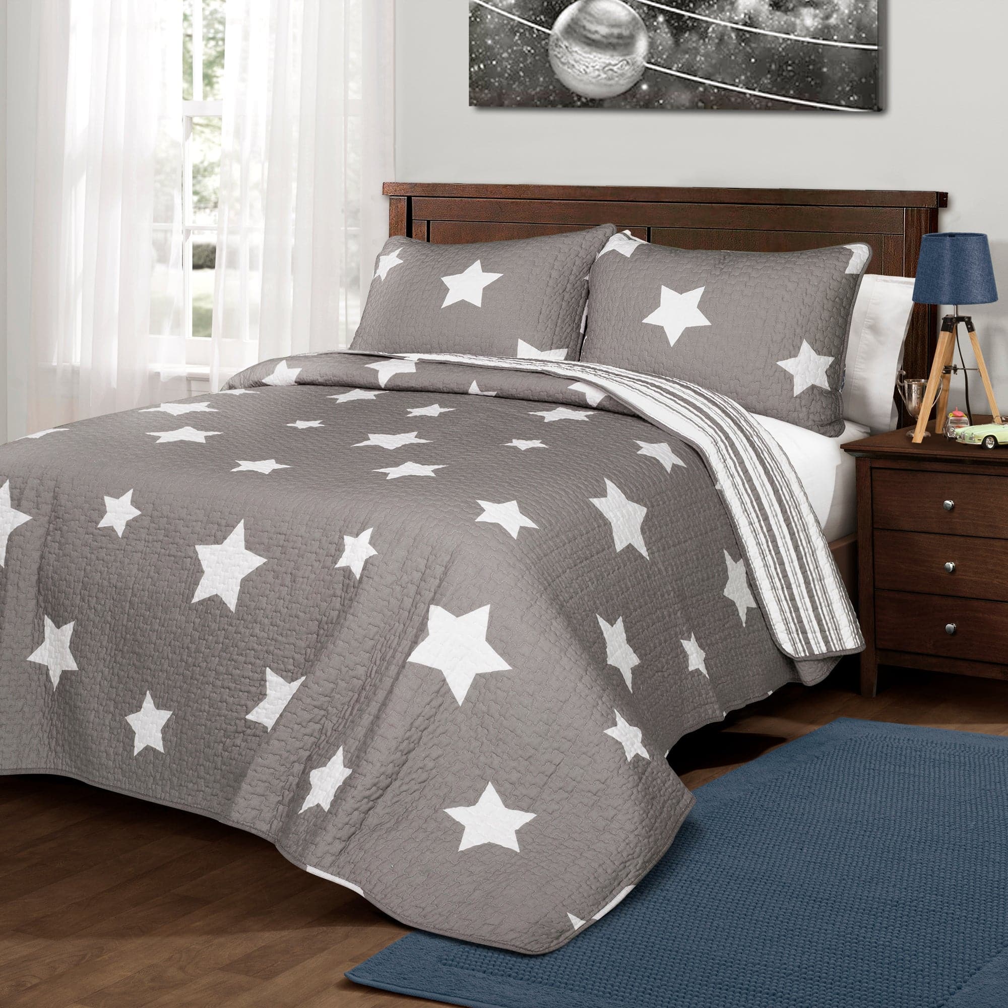 Premium 2-Piece Star Quilt Set - Twin Size Bedding for Kids & Teens - Soft & Cozy for Bedrooms, Dorms, and Guest Rooms