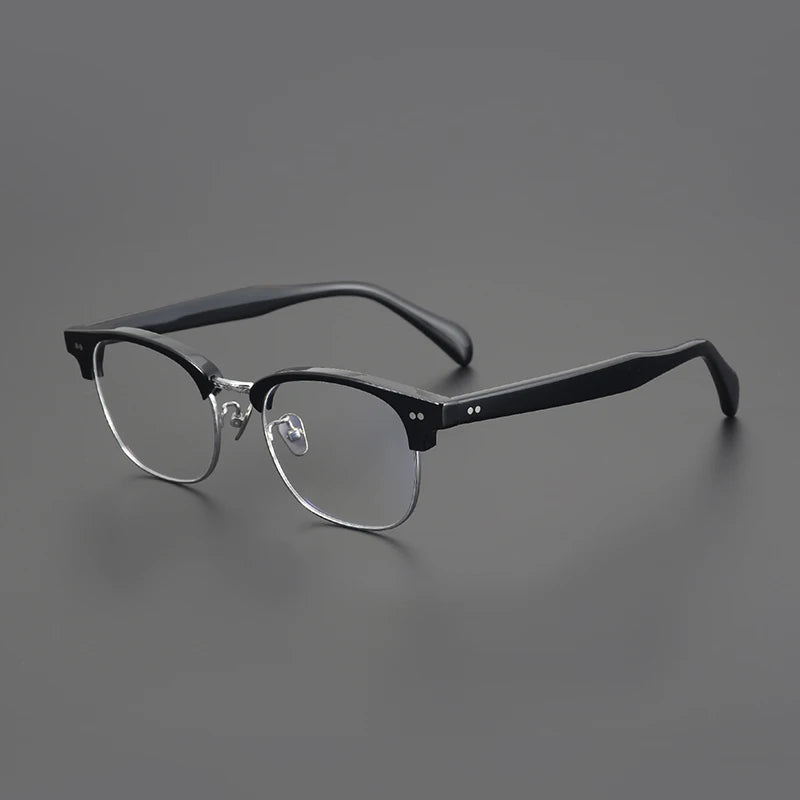 Stylish Black Unisex Full Rim Big Square Titanium Acetate Eyeglasses Frame 91109 - Perfect for Work, Reading & Fashion Accessories